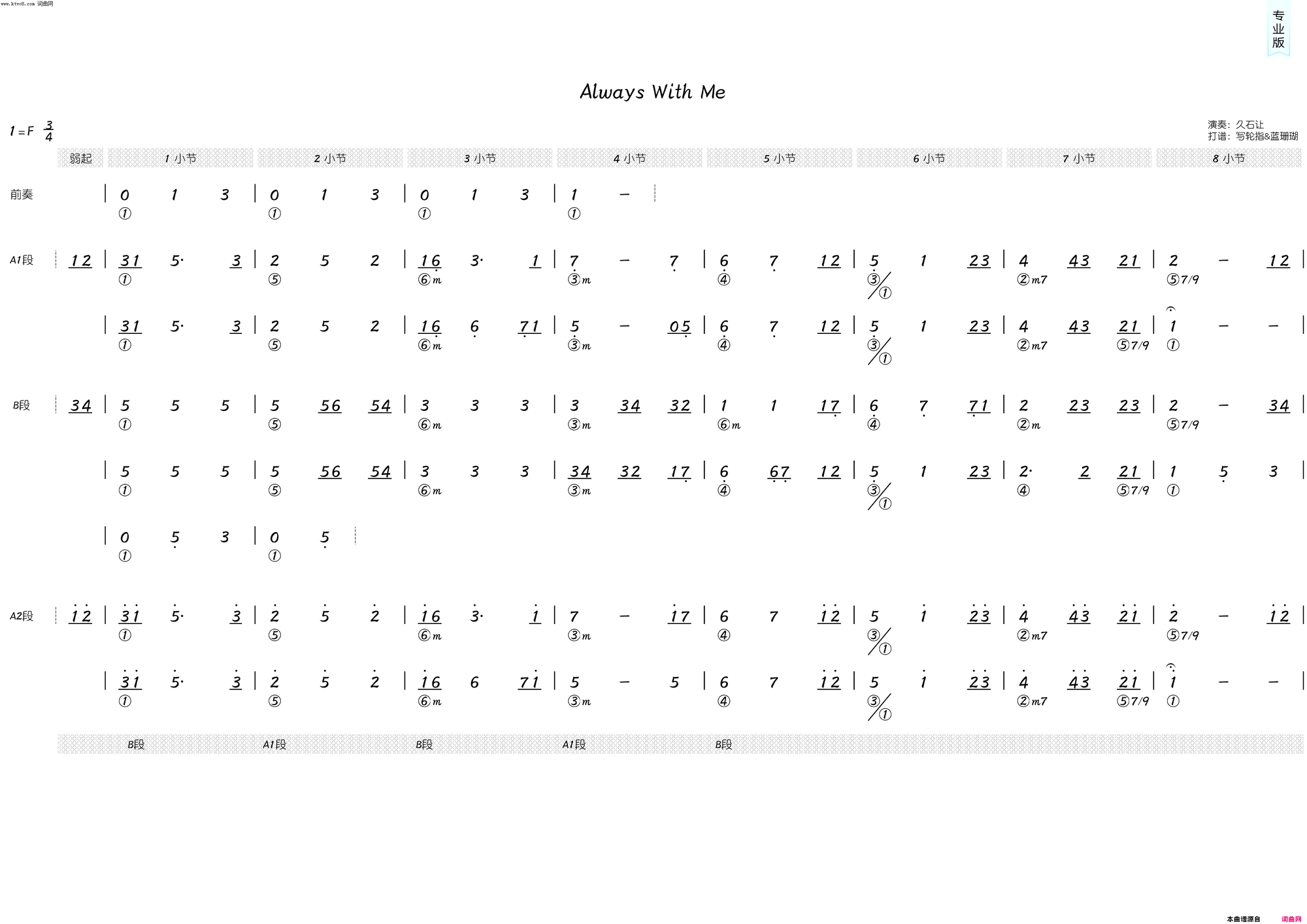 《Always With Me(简和谱)》简谱 久石让作曲  第1页