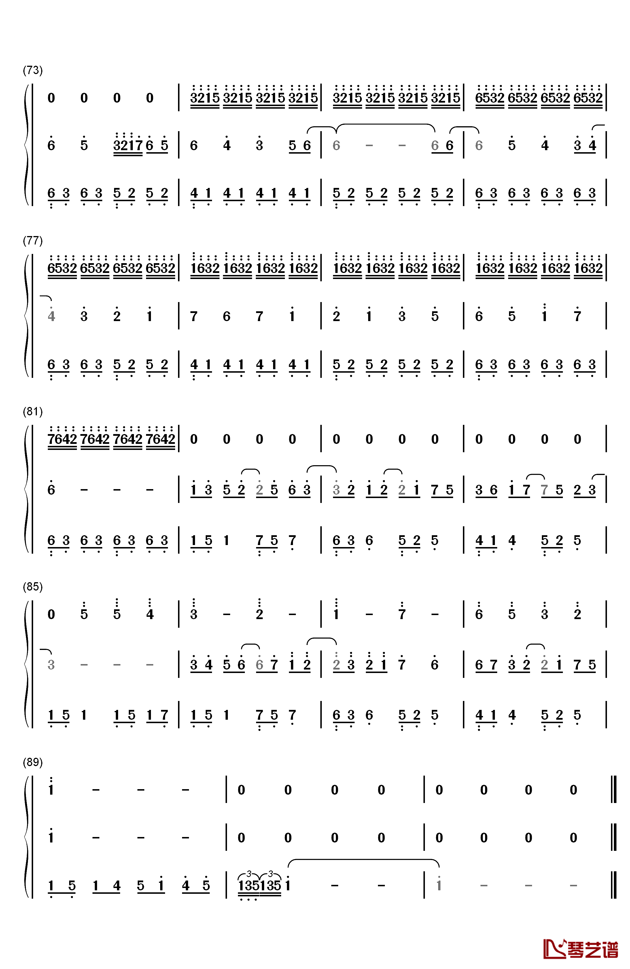 幻想世界钢琴简谱-数字双手-玖原イヅナ4