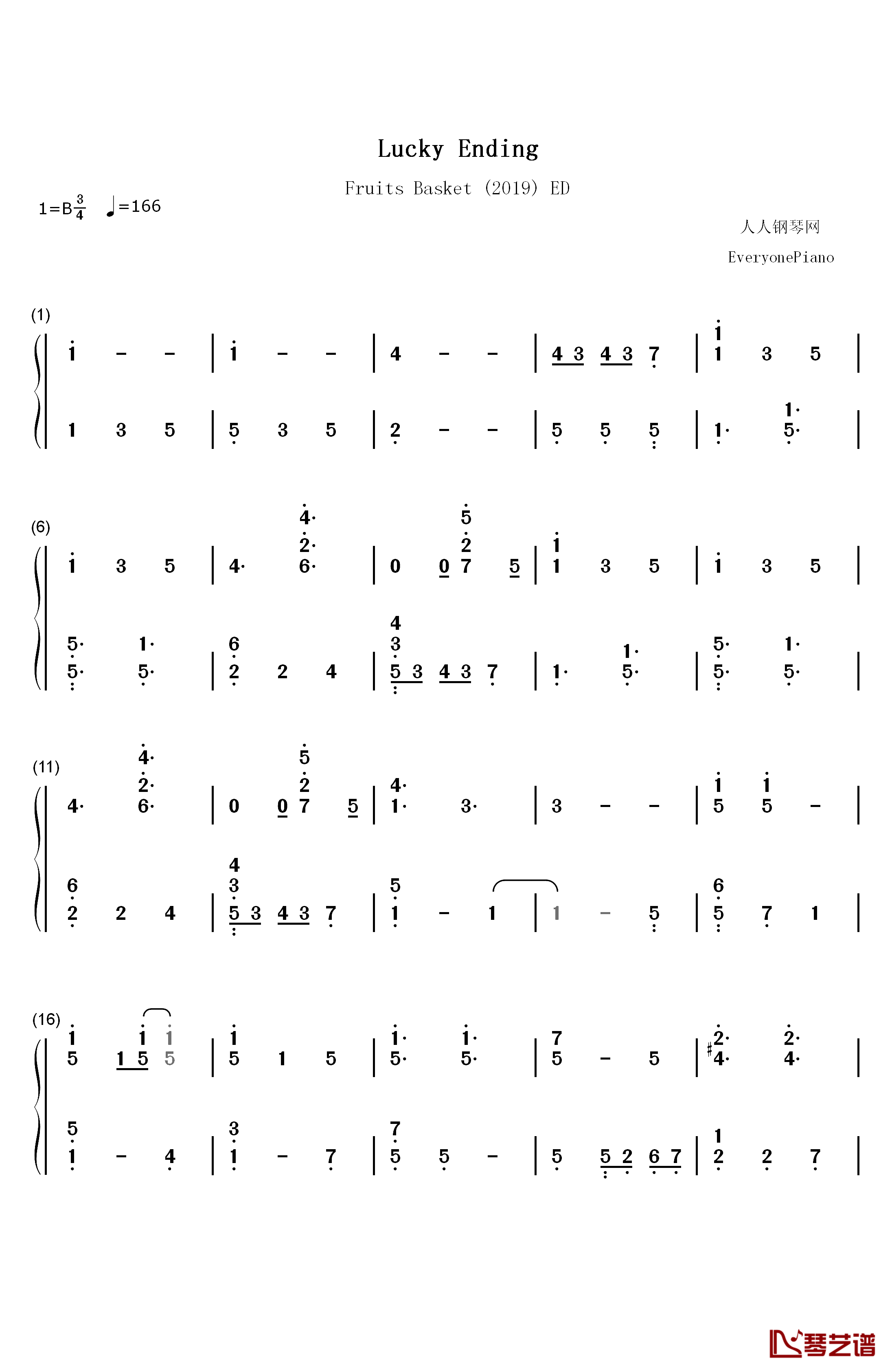 Lucky Ending钢琴简谱-数字双手-Vickeblanka1