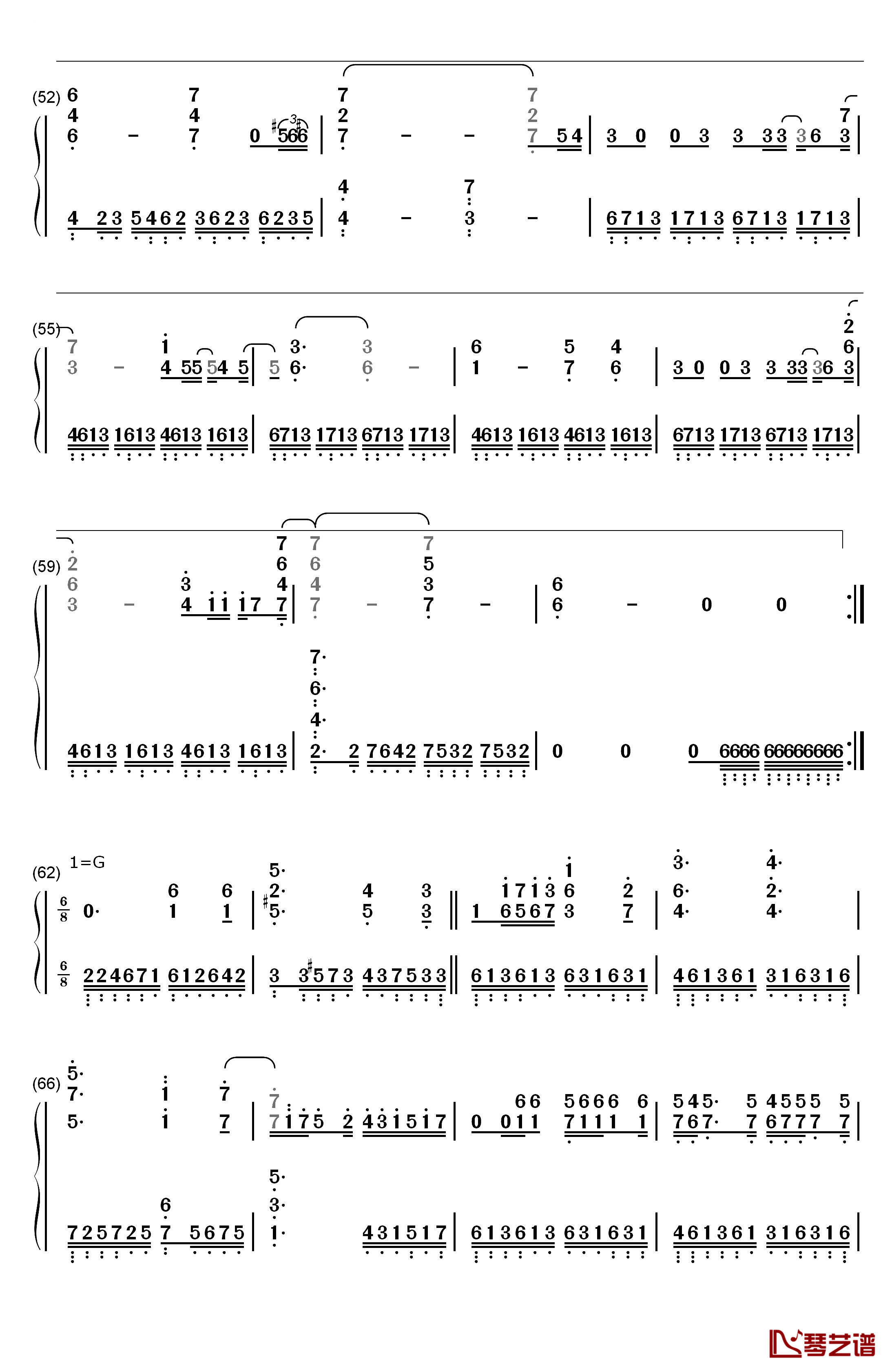 Here钢琴简谱-数字双手-JUNNA4