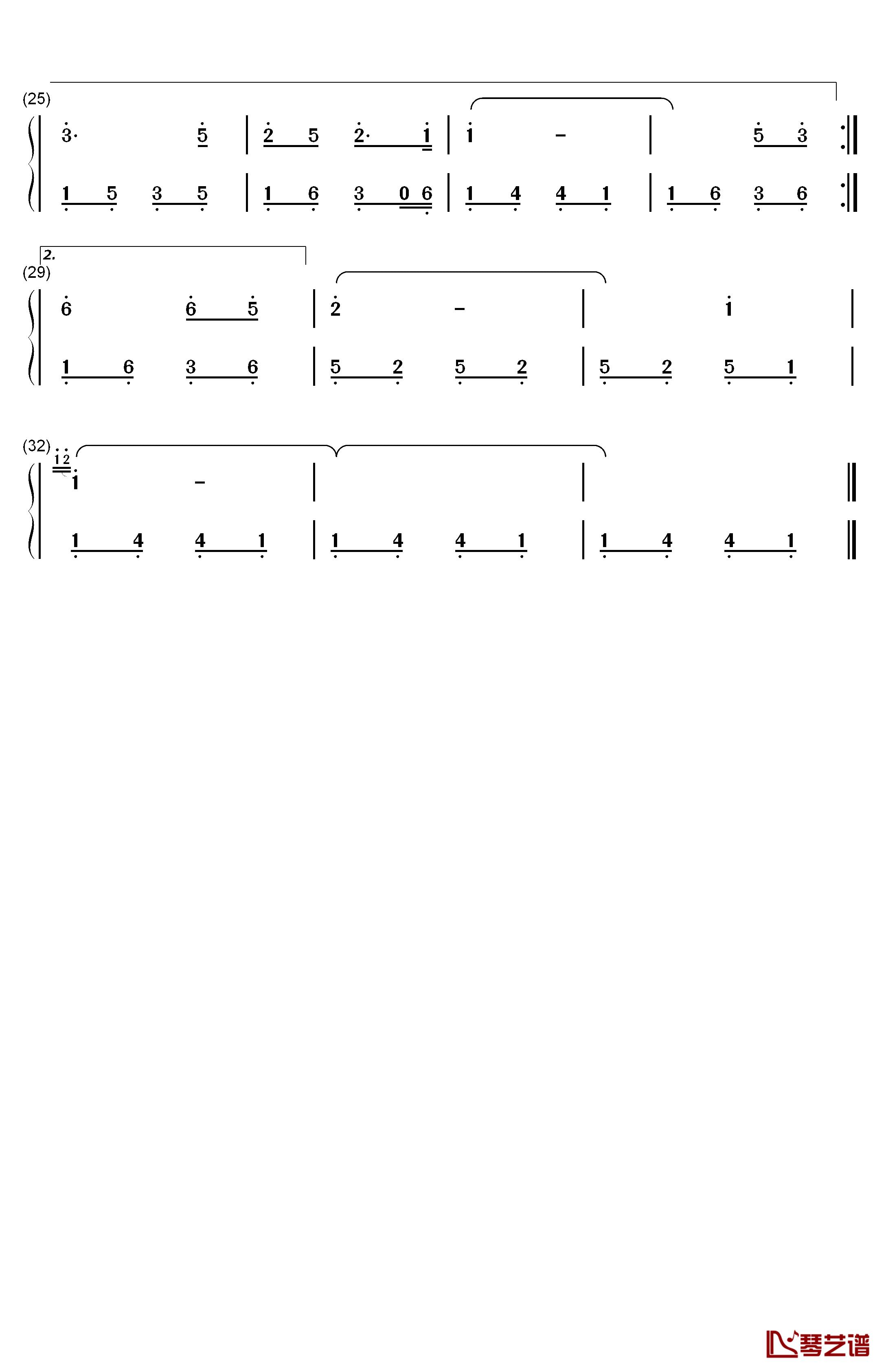 雁南飞钢琴简谱-数字双手-李伟才2