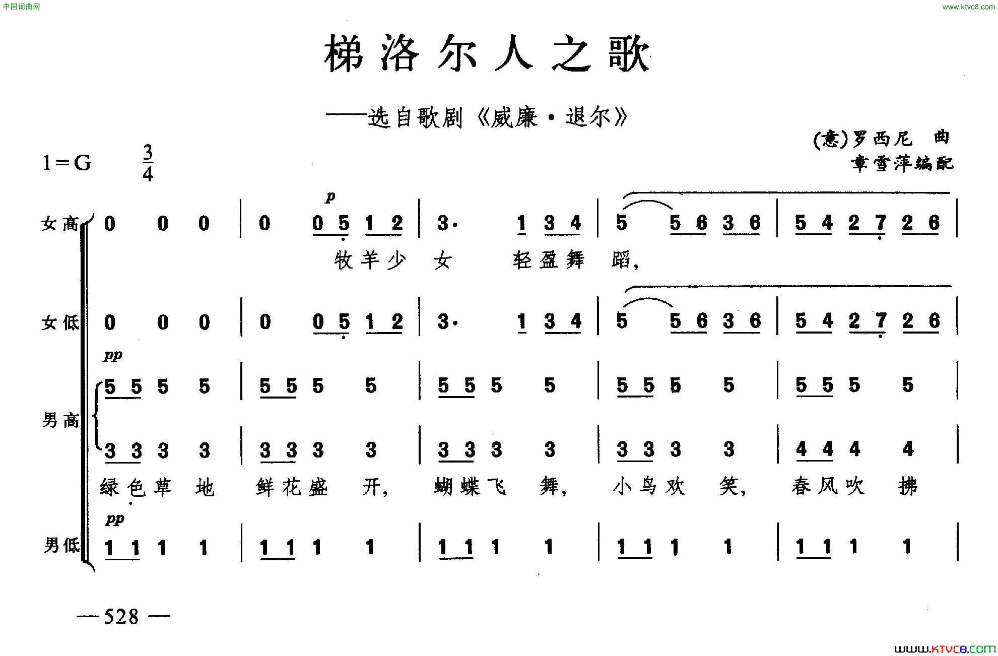 梯洛尔人之歌合唱简谱1