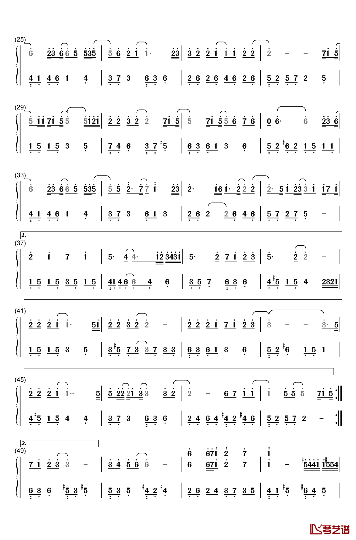 你的情歌钢琴简谱-数字双手-Tank2