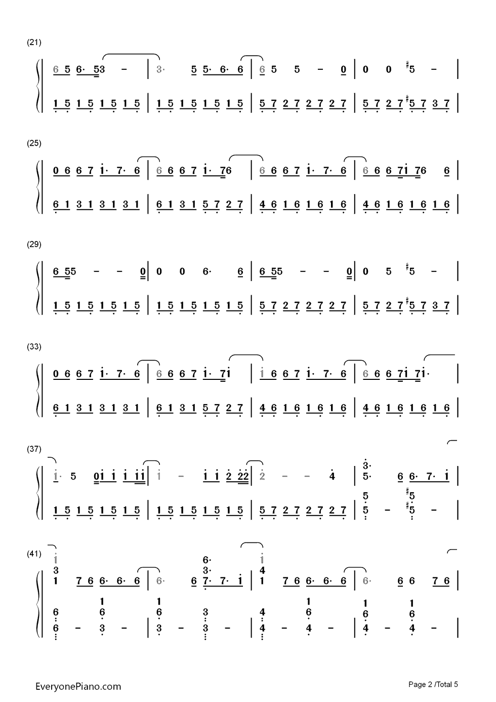 Bird Set Free钢琴简谱-数字双手-Sia Furler2