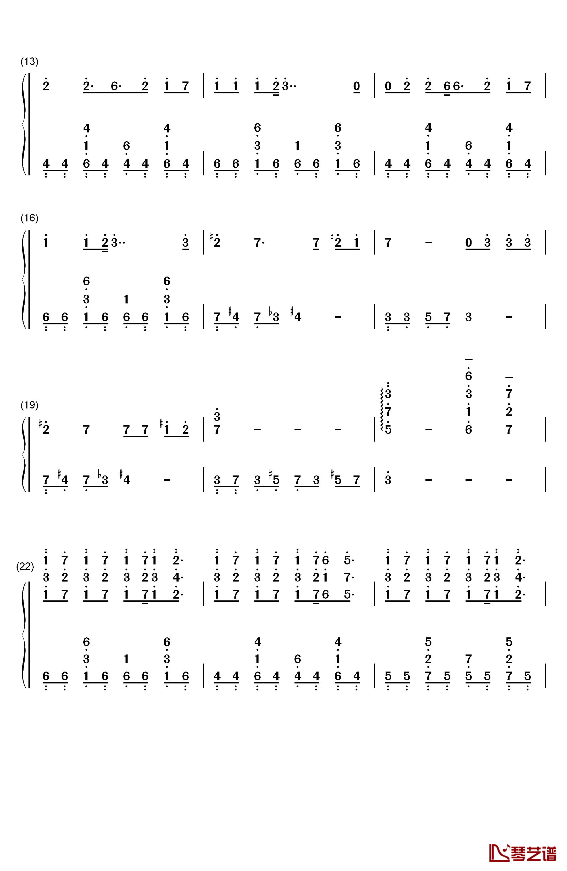 爱恨的泪钢琴简谱-数字双手-SNH482