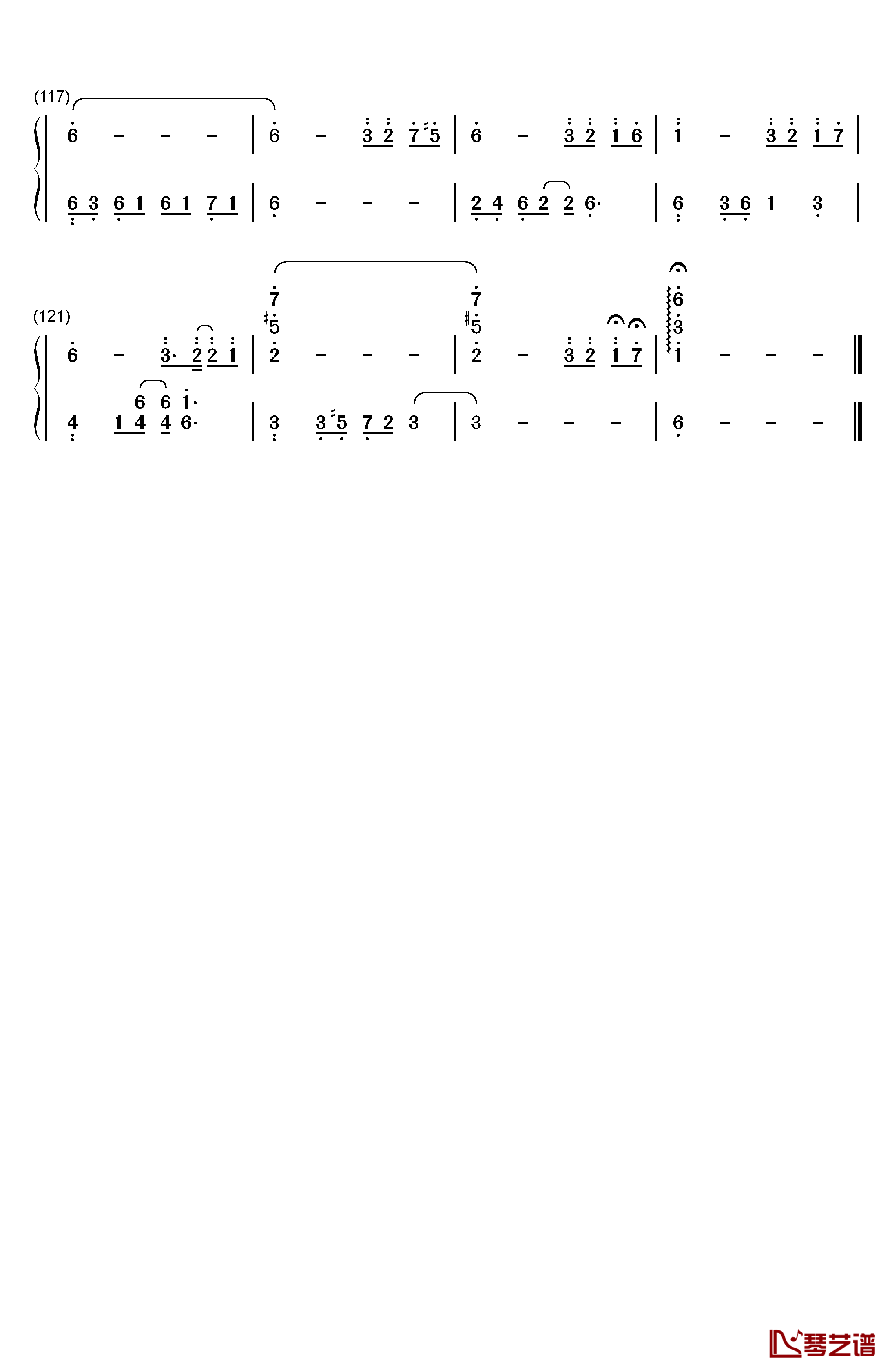 参商钢琴简谱-数字双手-不才6