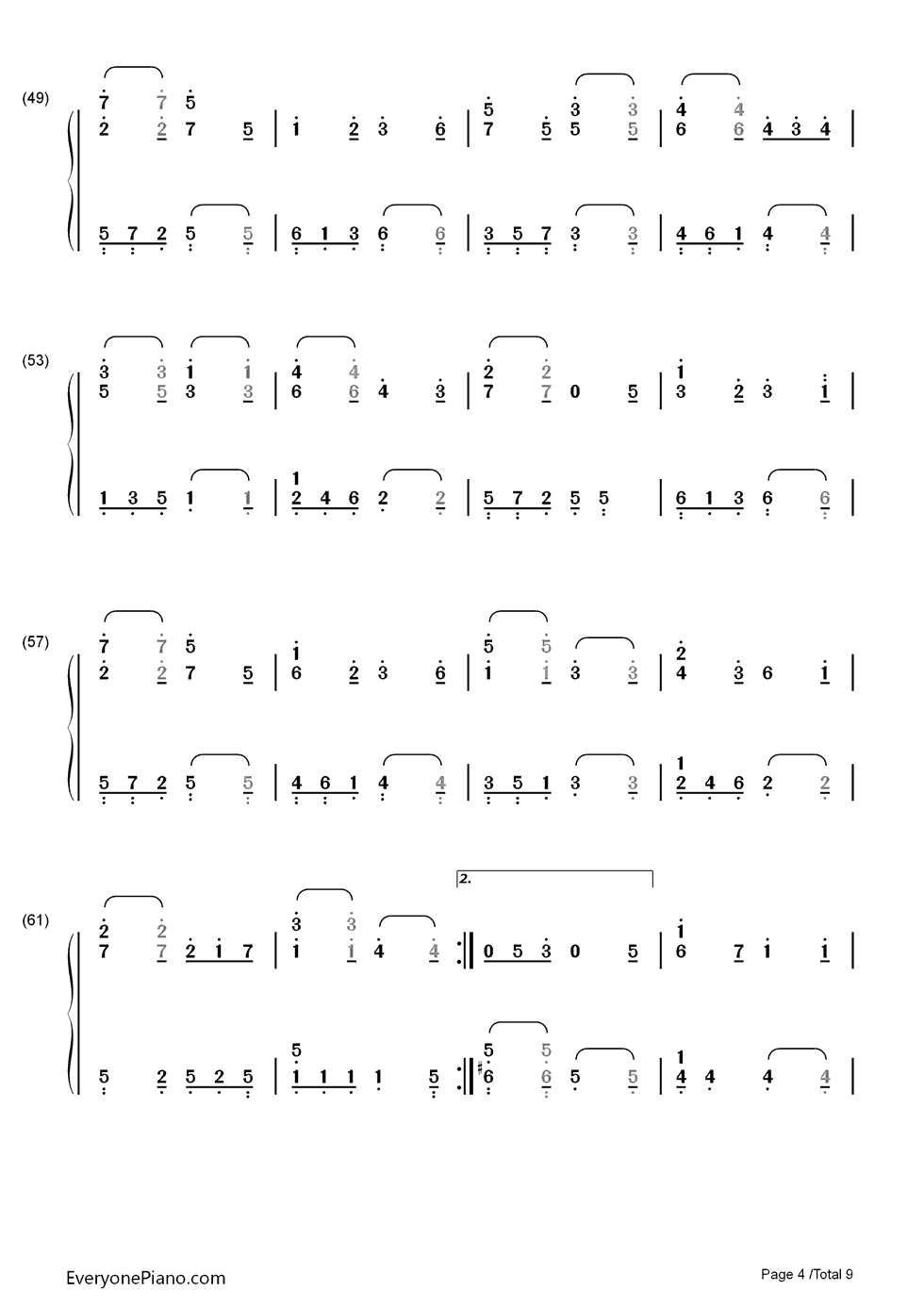 ノエルの夜钢琴简谱-数字双手-AKB484