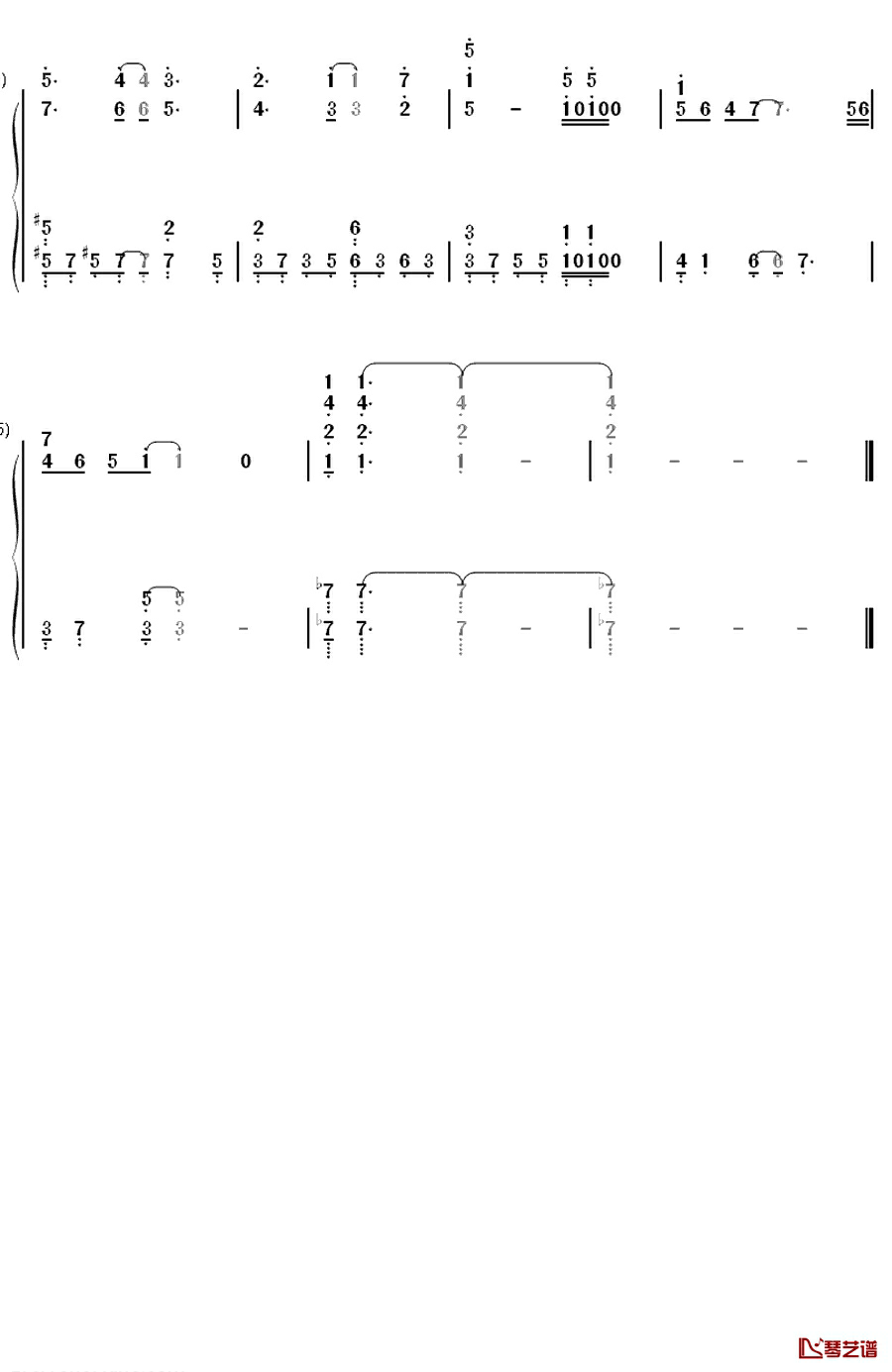 ハルウタ钢琴简谱-数字双手-生物股长8