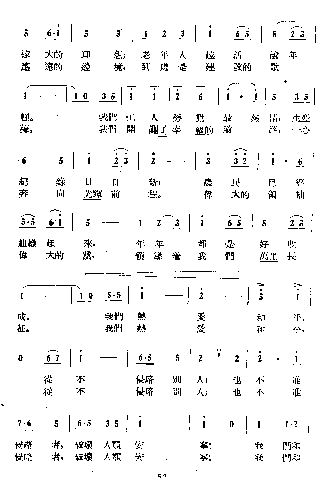 在祖国和平的土地上简谱1