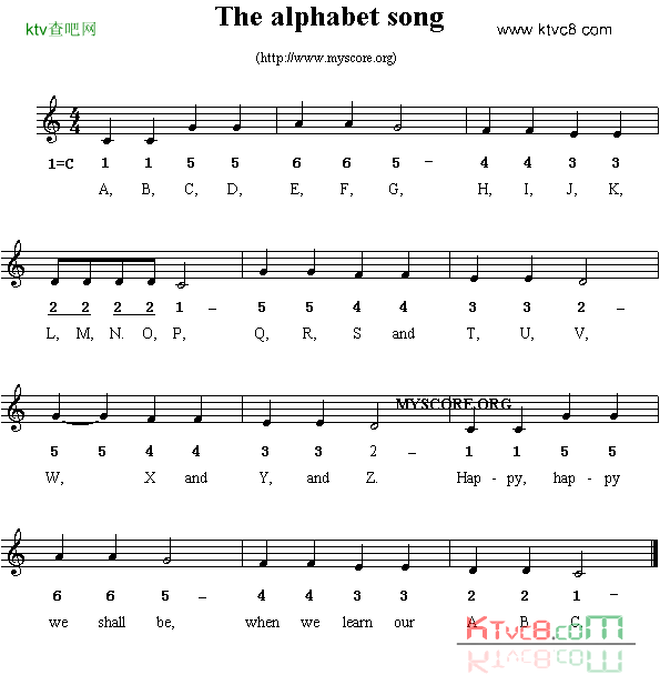 Thealphabetsong线简谱混排版、英文儿歌简谱1