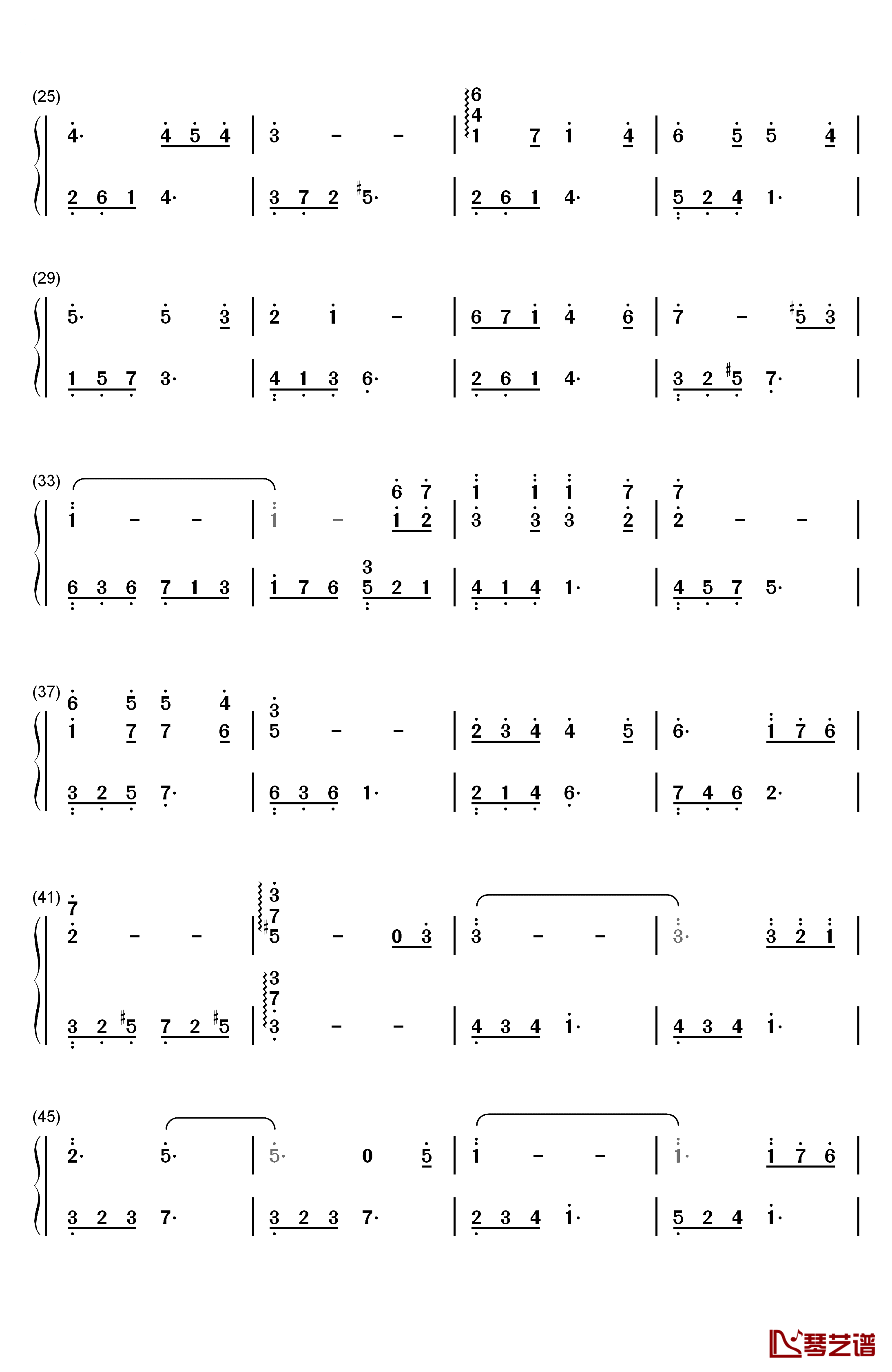 不痛钢琴简谱-数字双手-樊凡2