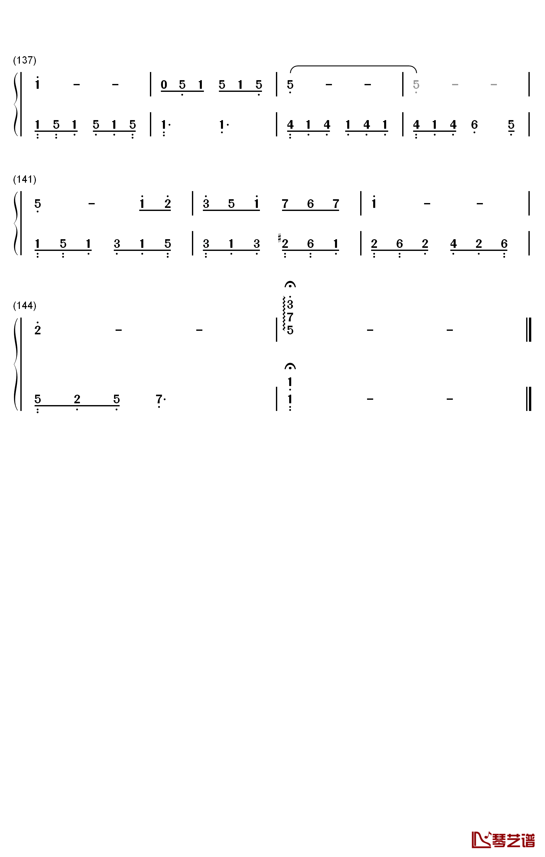 颠倒钢琴简谱-数字双手-房东的猫7