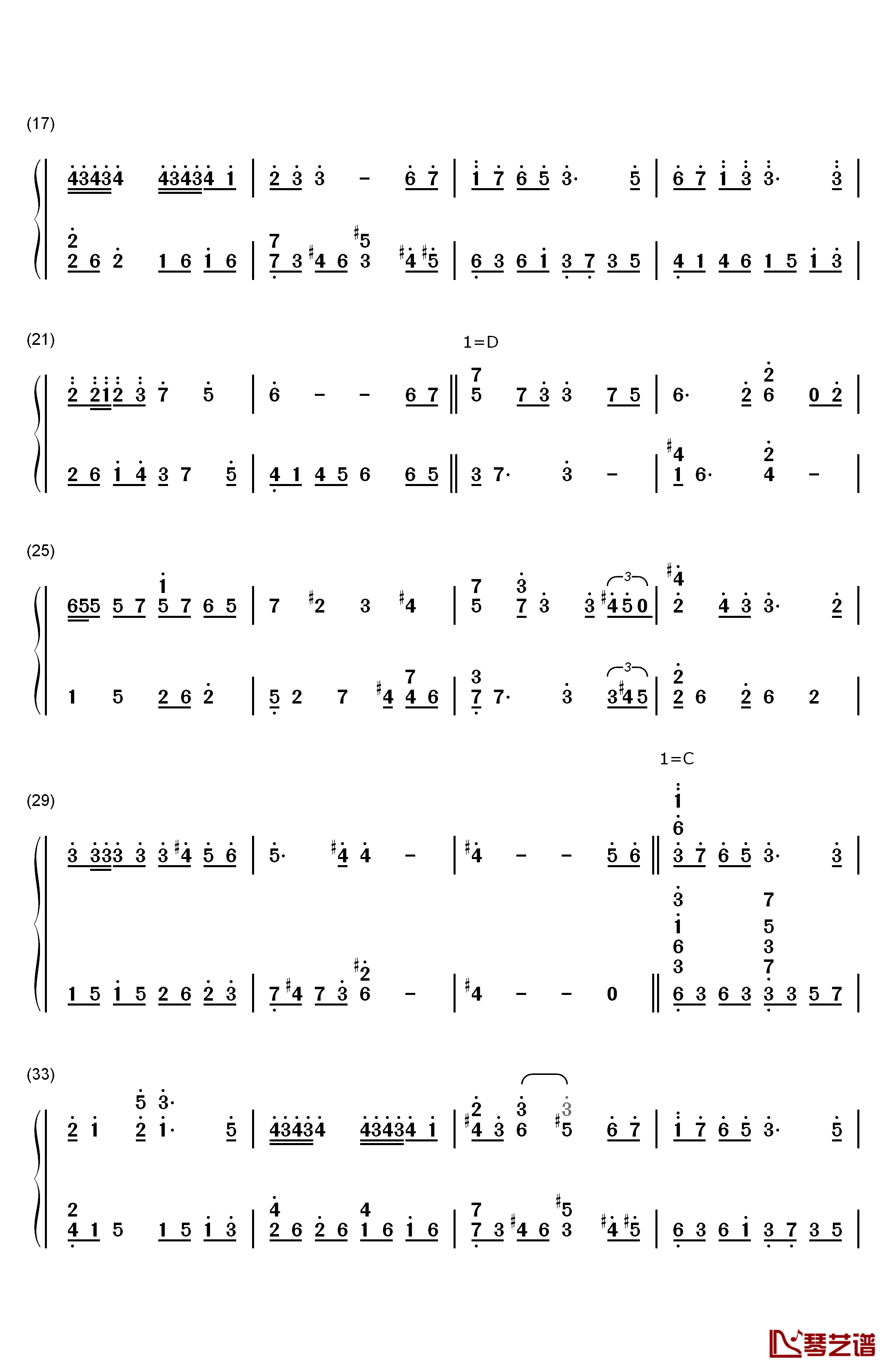 随风而逝钢琴简谱-数字双手-朴正焕2