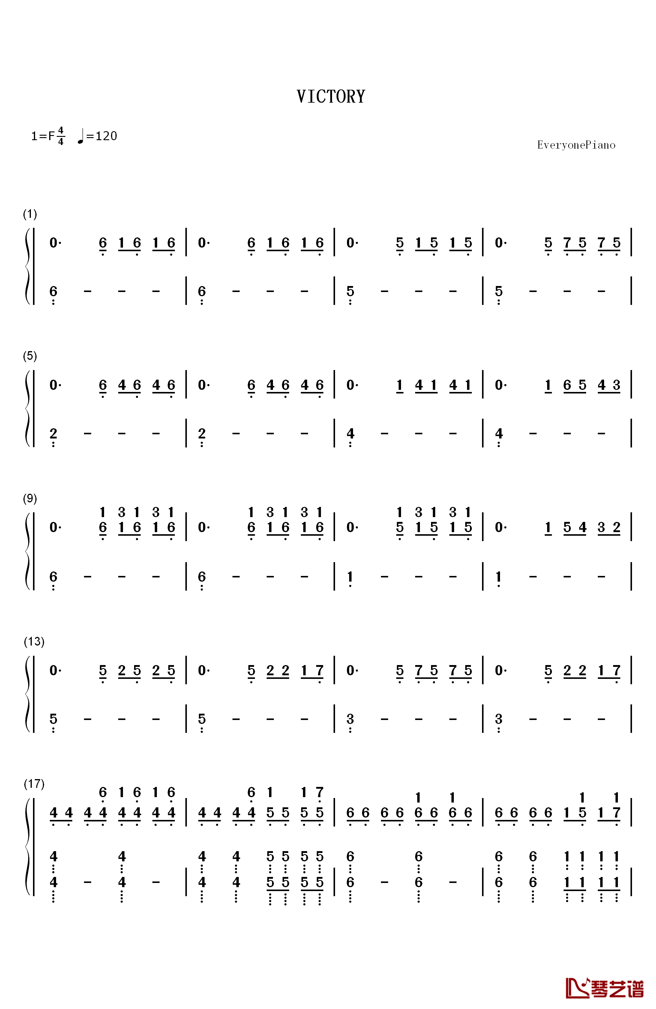 Victory钢琴简谱-数字双手-Two Steps From Hell1