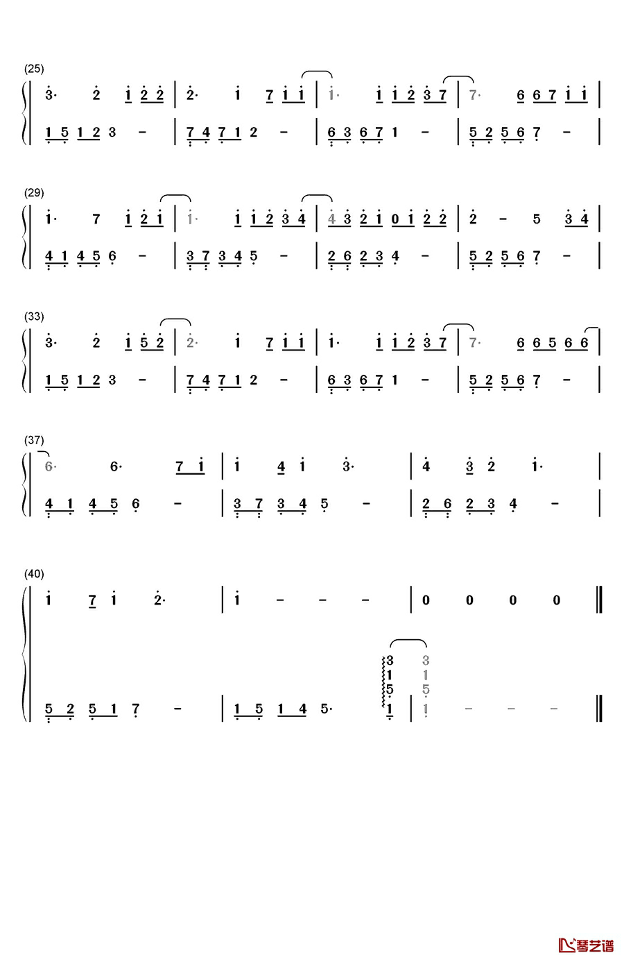 简单就好简单版钢琴简谱-数字双手-未知2