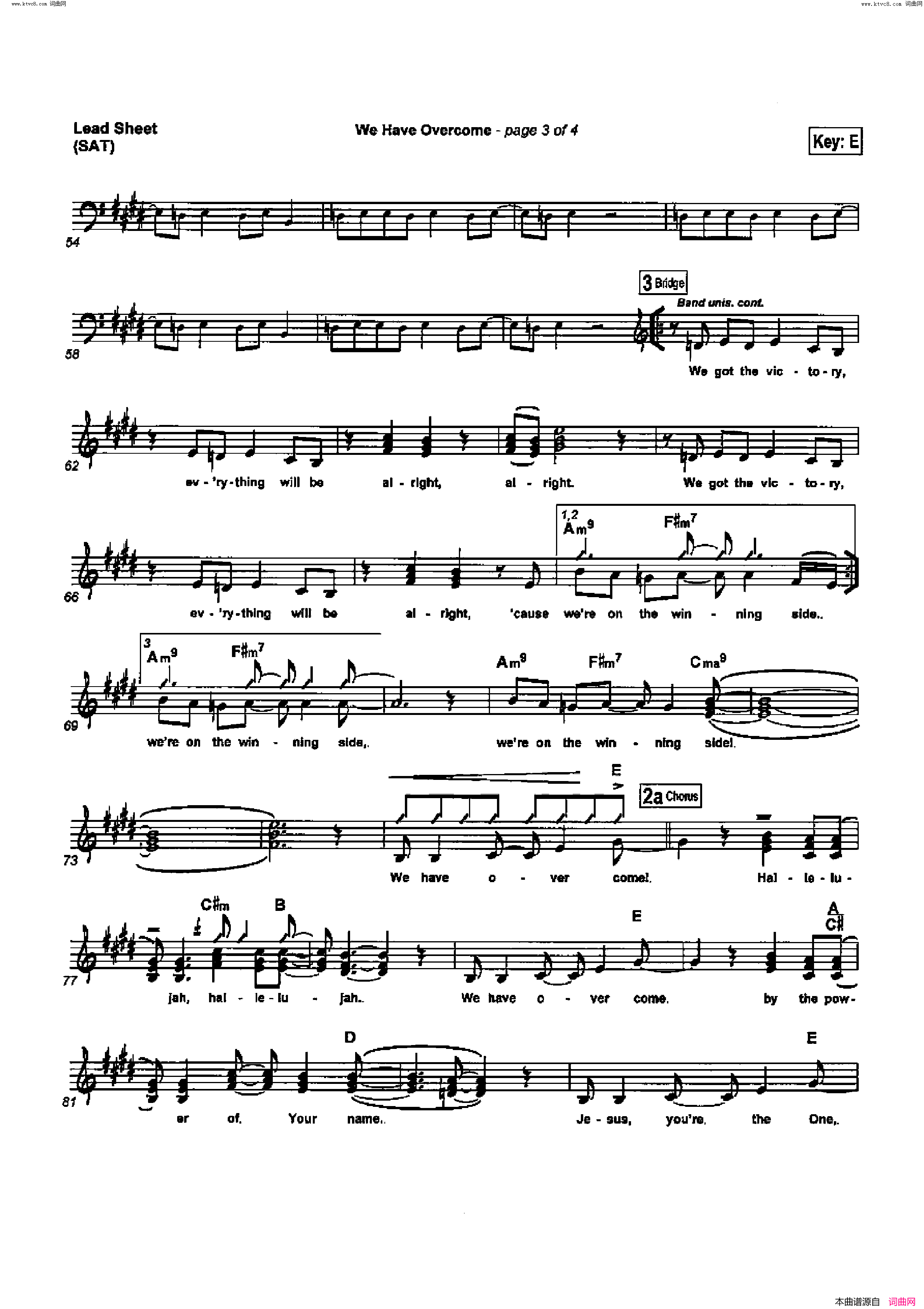 We Have Overcome歌曲 人声伴奏简谱1