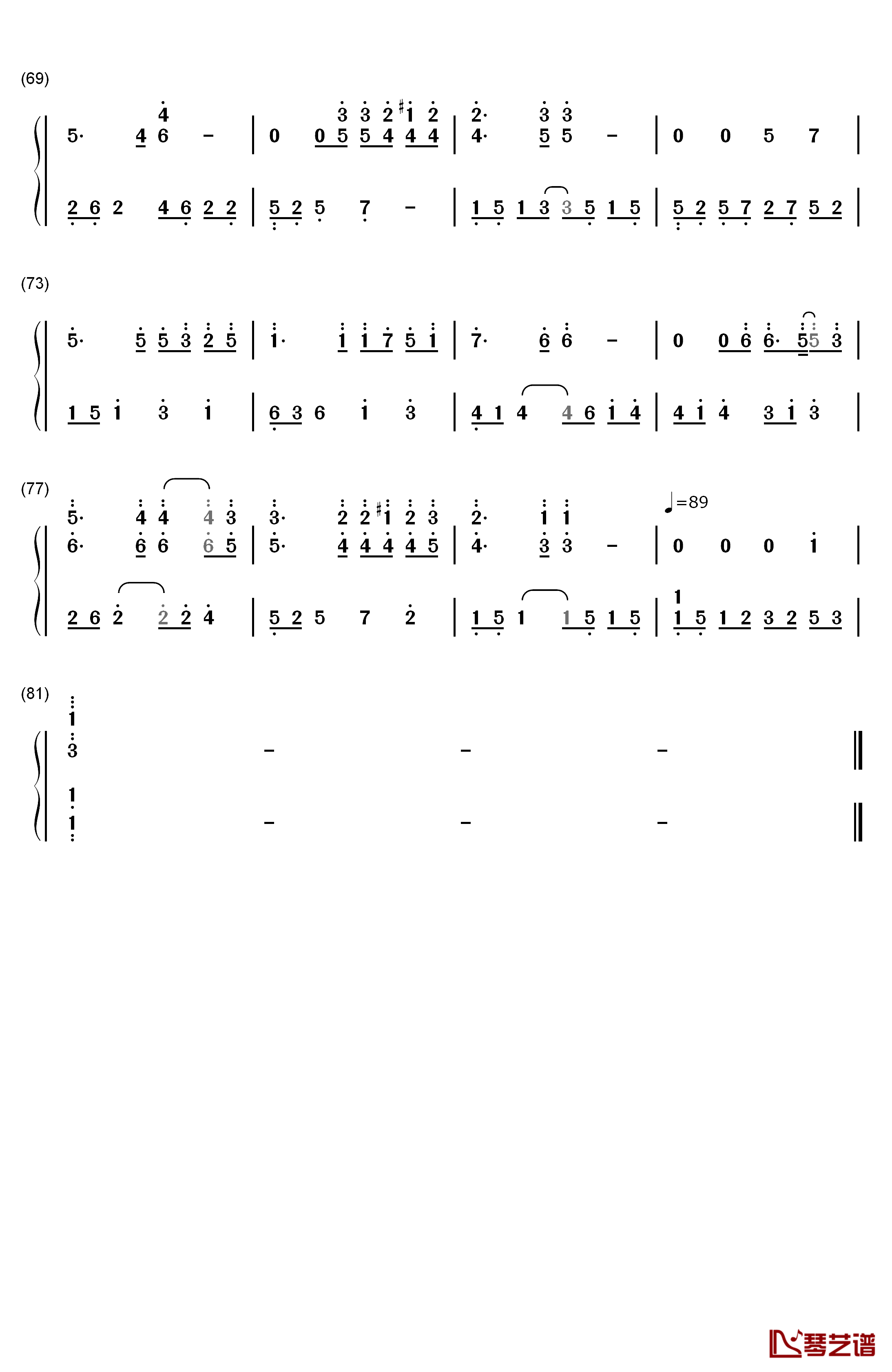 November钢琴简谱-数字双手-金允4