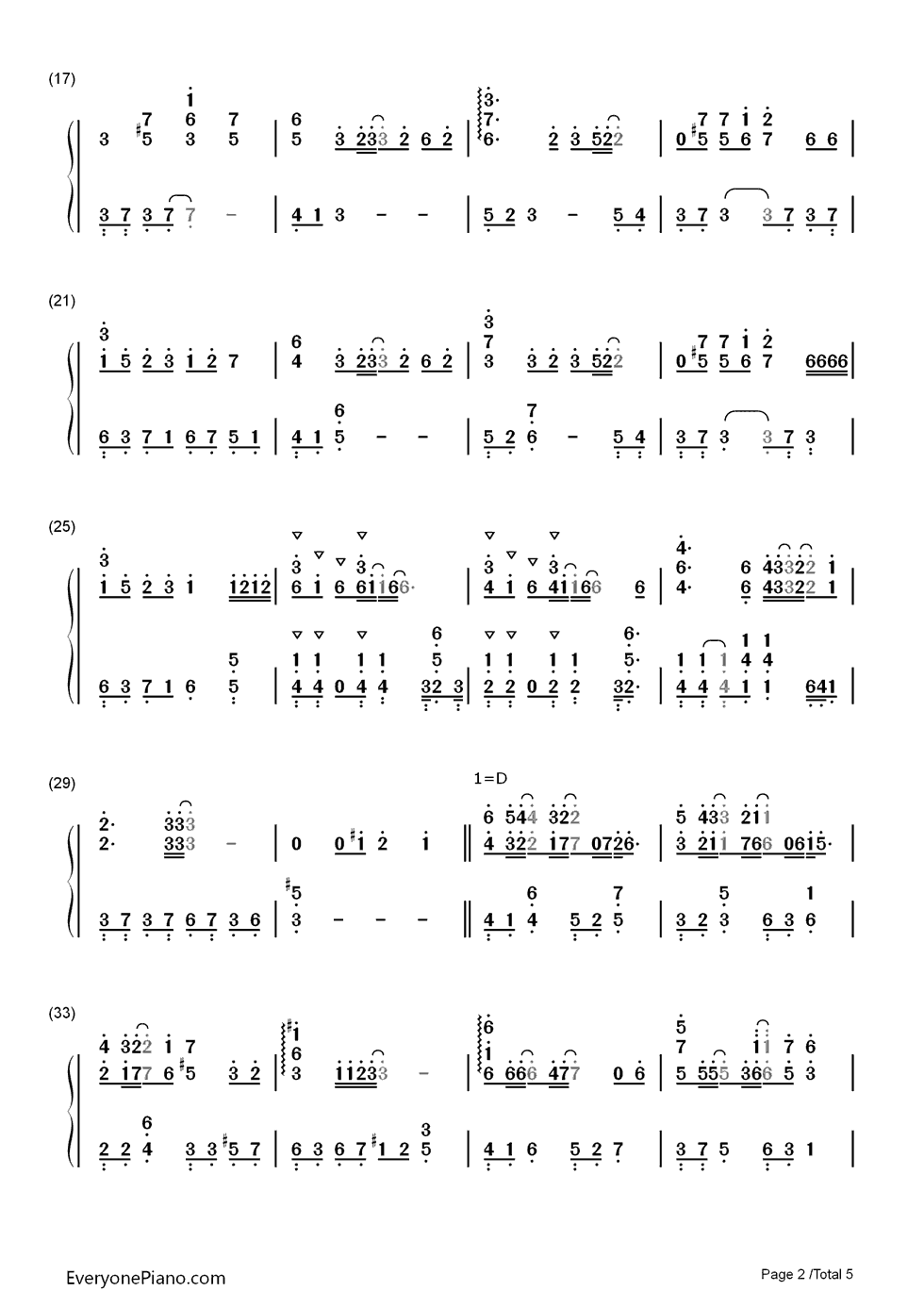 秋之回忆钢琴简谱-数字双手-秋之回忆2