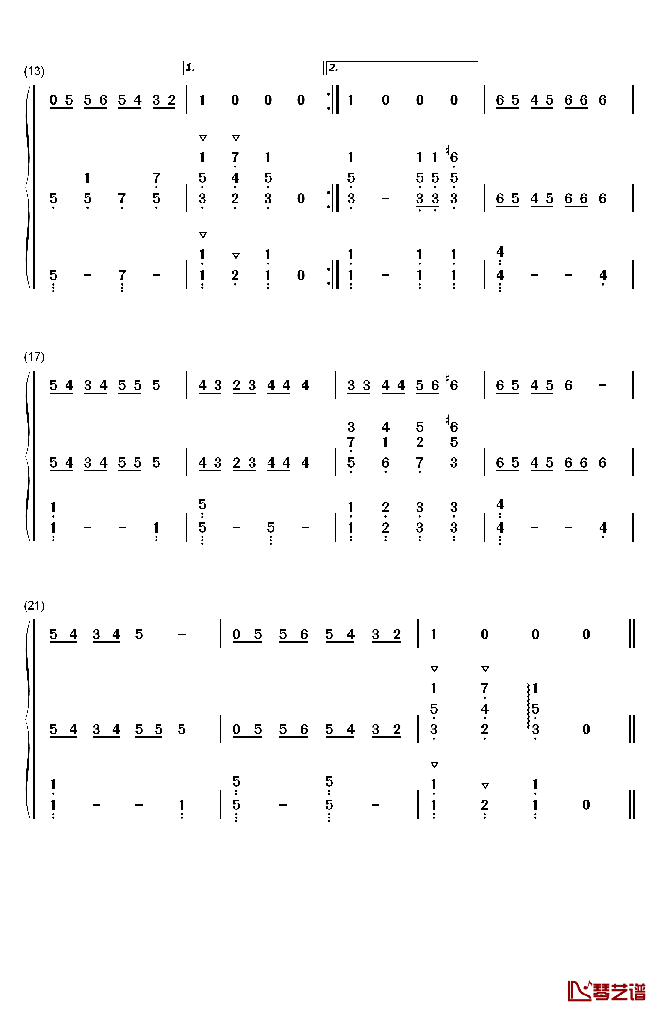 あたりまえ体操钢琴简谱-数字双手-COWCOW2