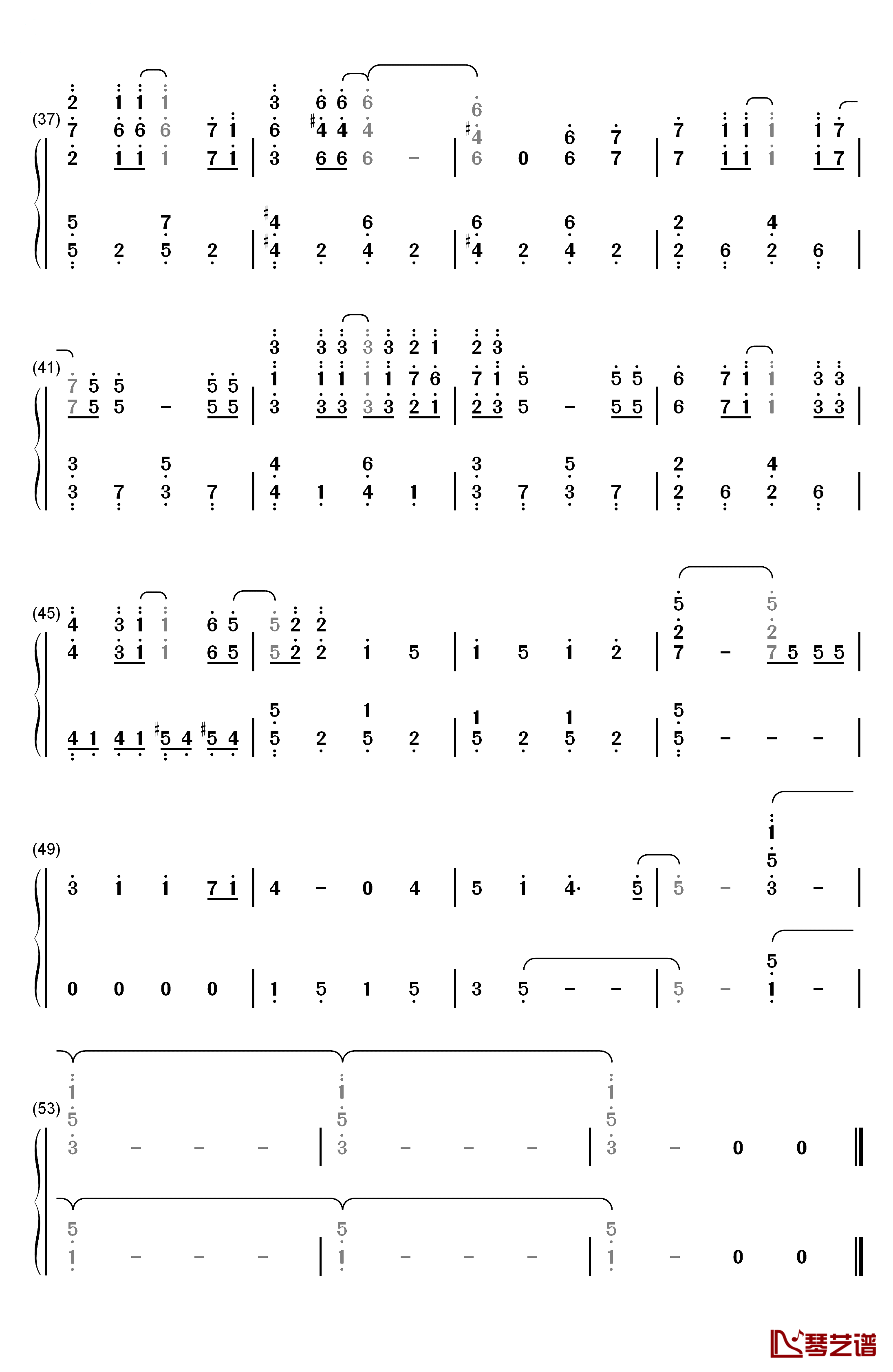 フリージア钢琴简谱-数字双手-Uru3