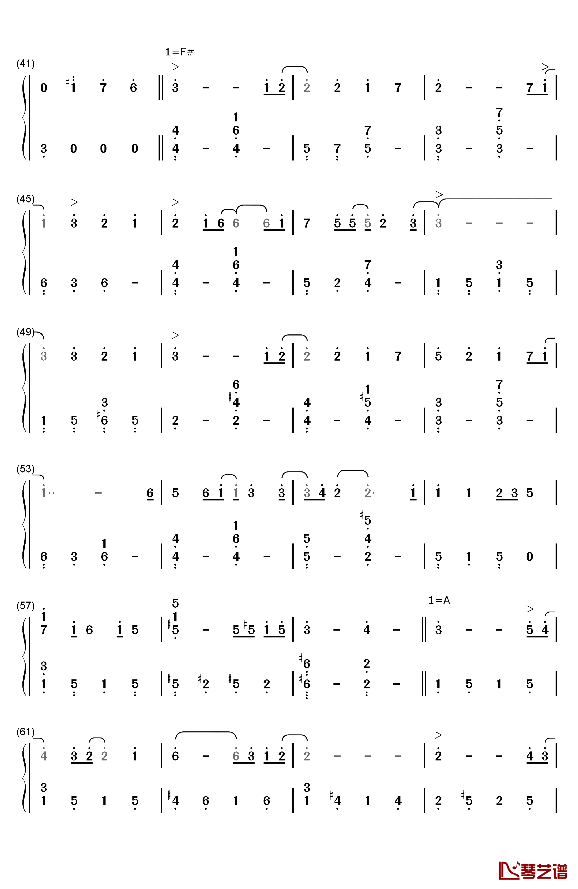 爱的回归线 钢琴简谱-数字双手-陈韵若  陈每文3