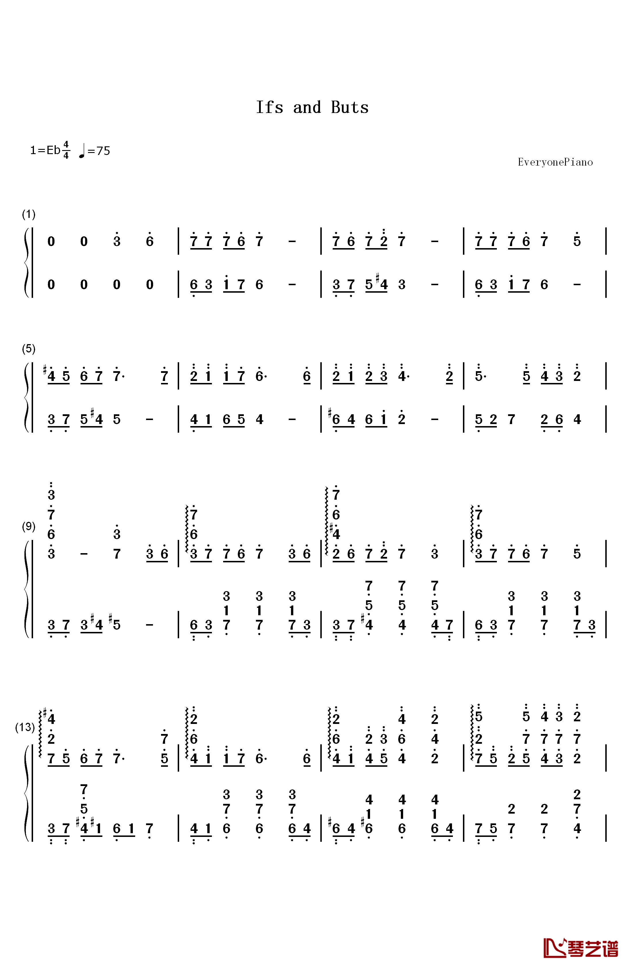 Ifs and Buts钢琴简谱-数字双手-阿保刚1