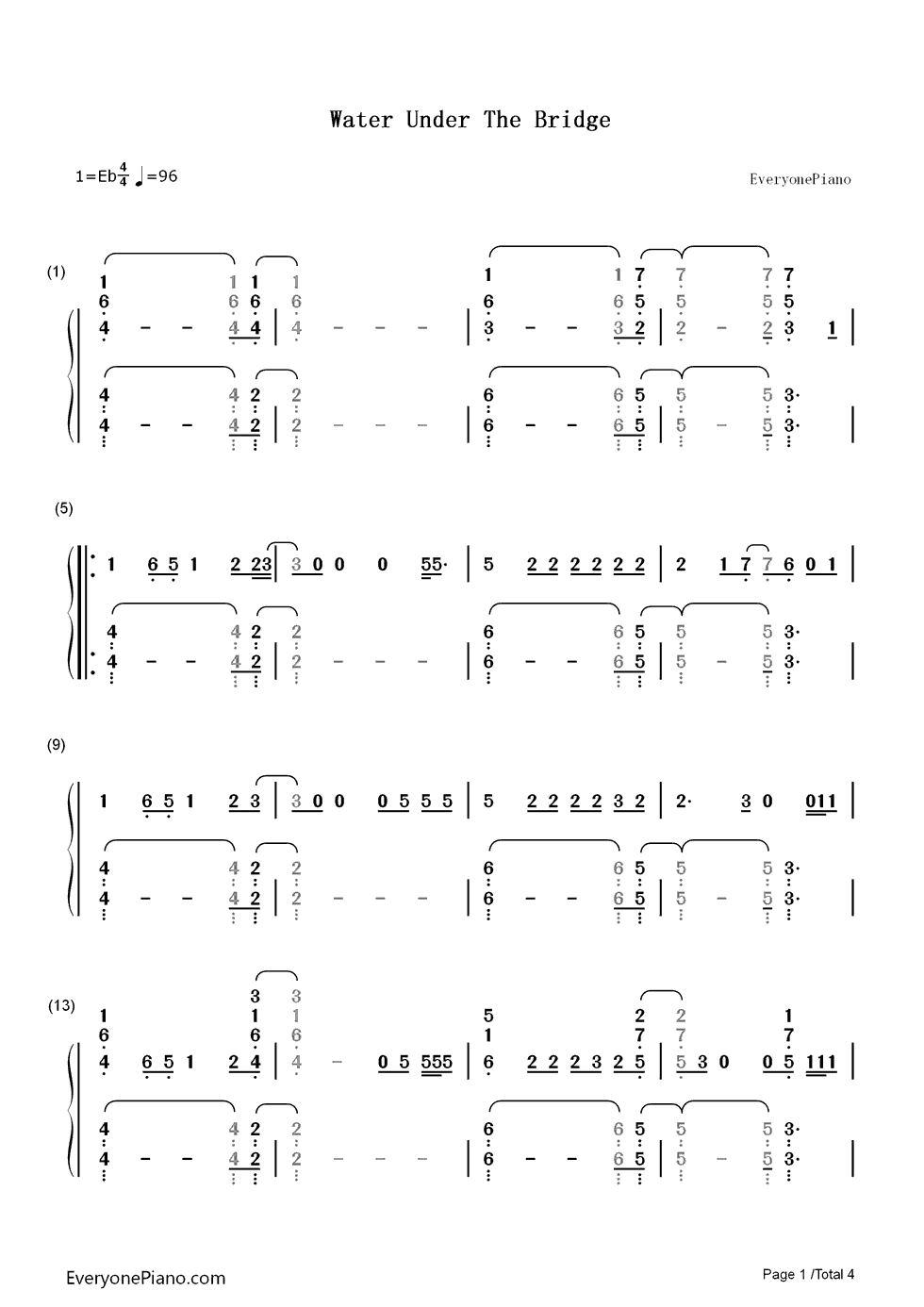 Water Under the Bridge钢琴简谱-数字双手-Adele1