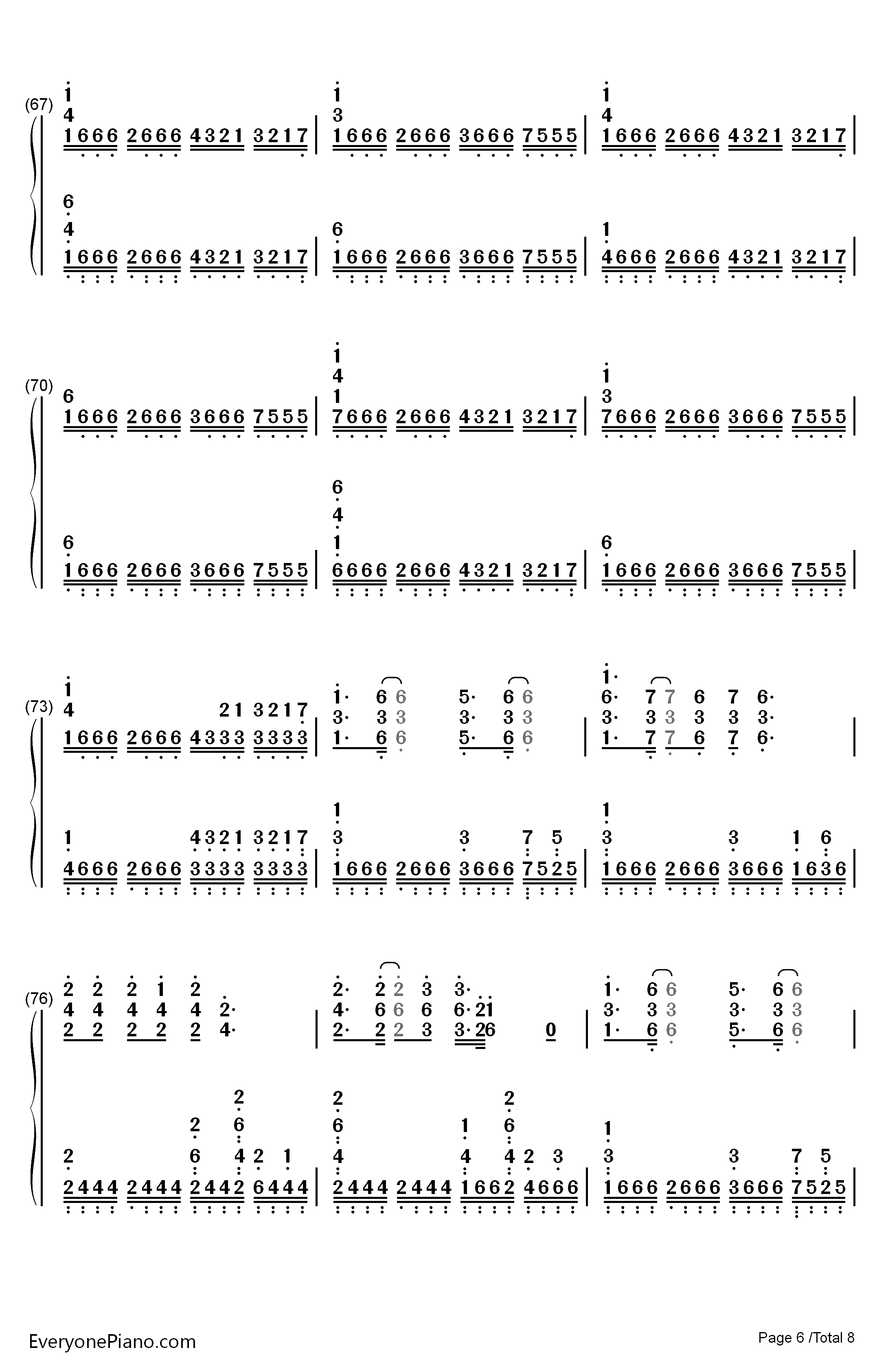 相信自己钢琴简谱-数字双手-零点乐队6