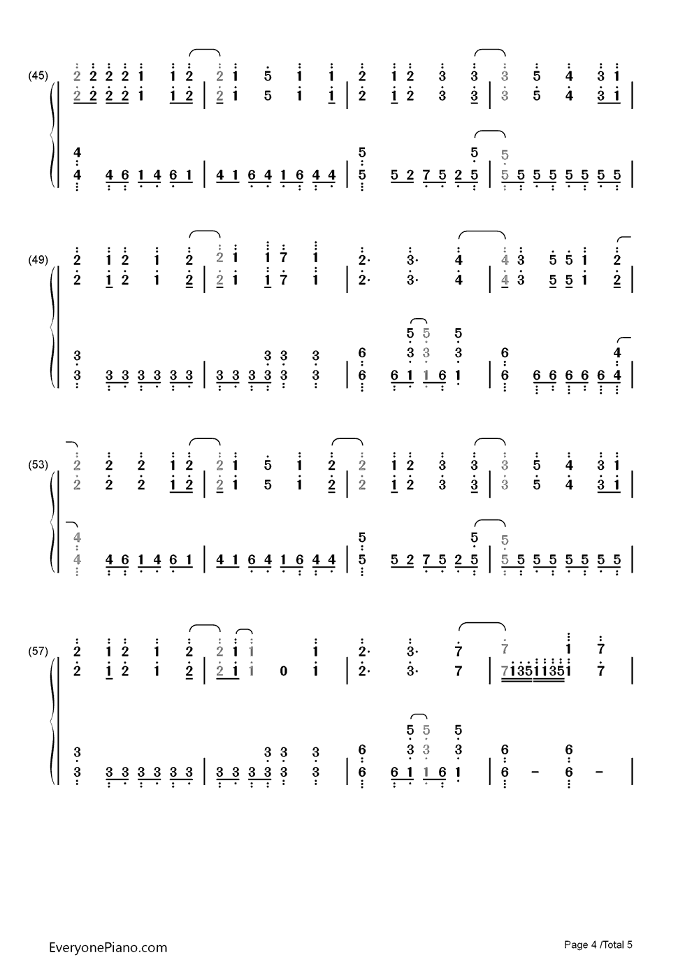 Brand钢琴简谱-数字双手-西泽幸奏4