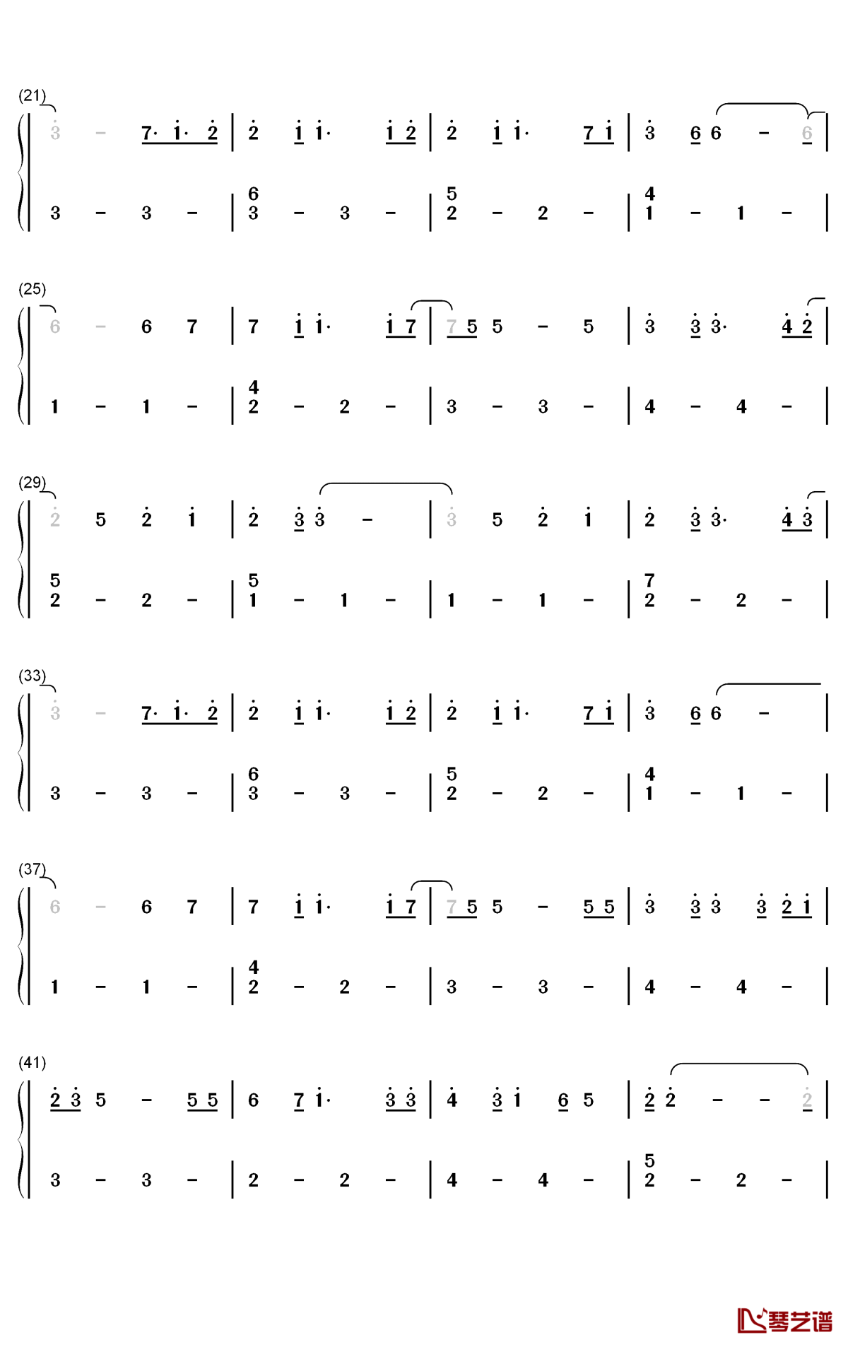 希望之花钢琴简谱-数字双手-千菅春香2