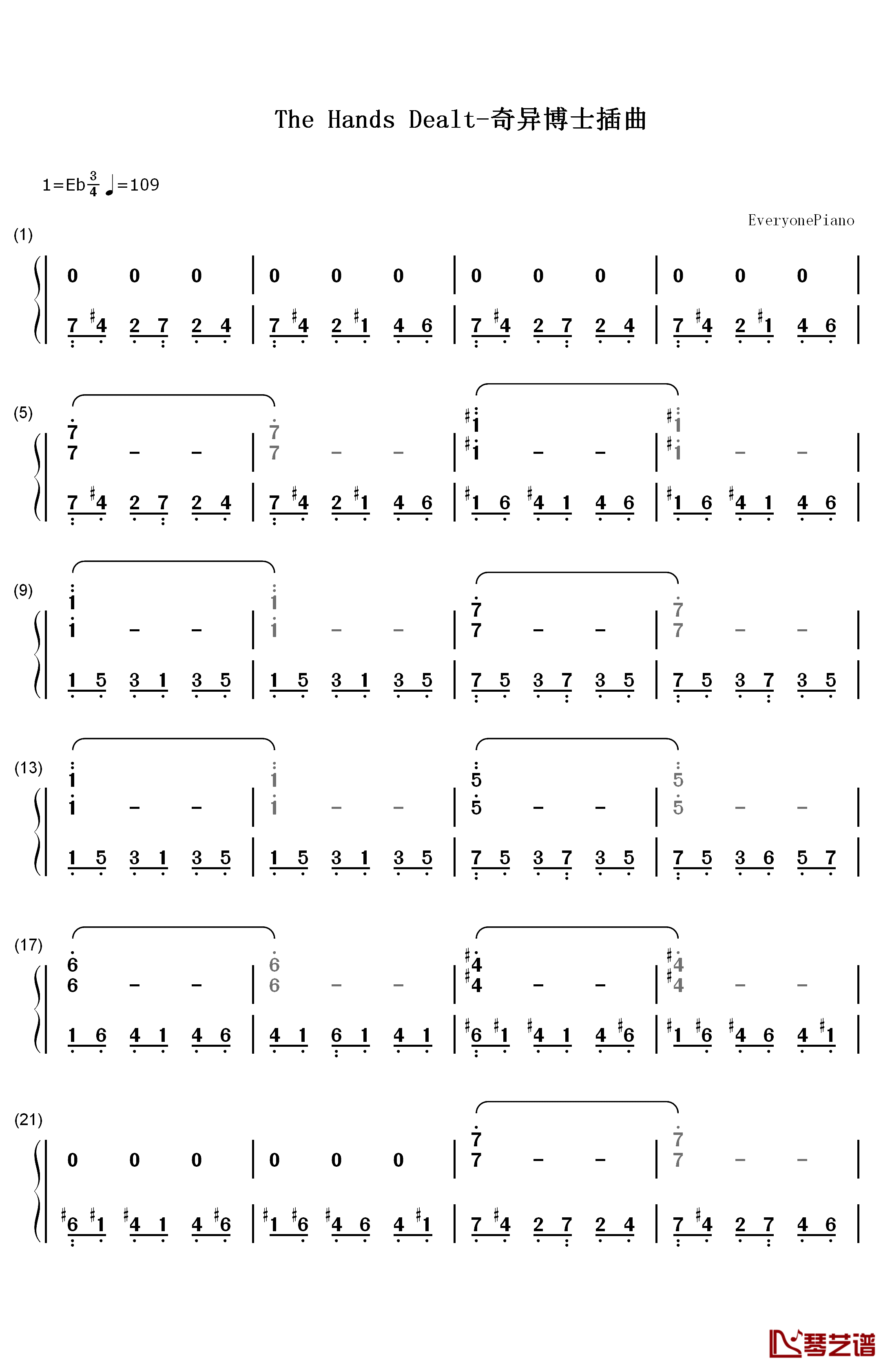 The Hands Dealt钢琴简谱-数字双手-Michael Giacchino1