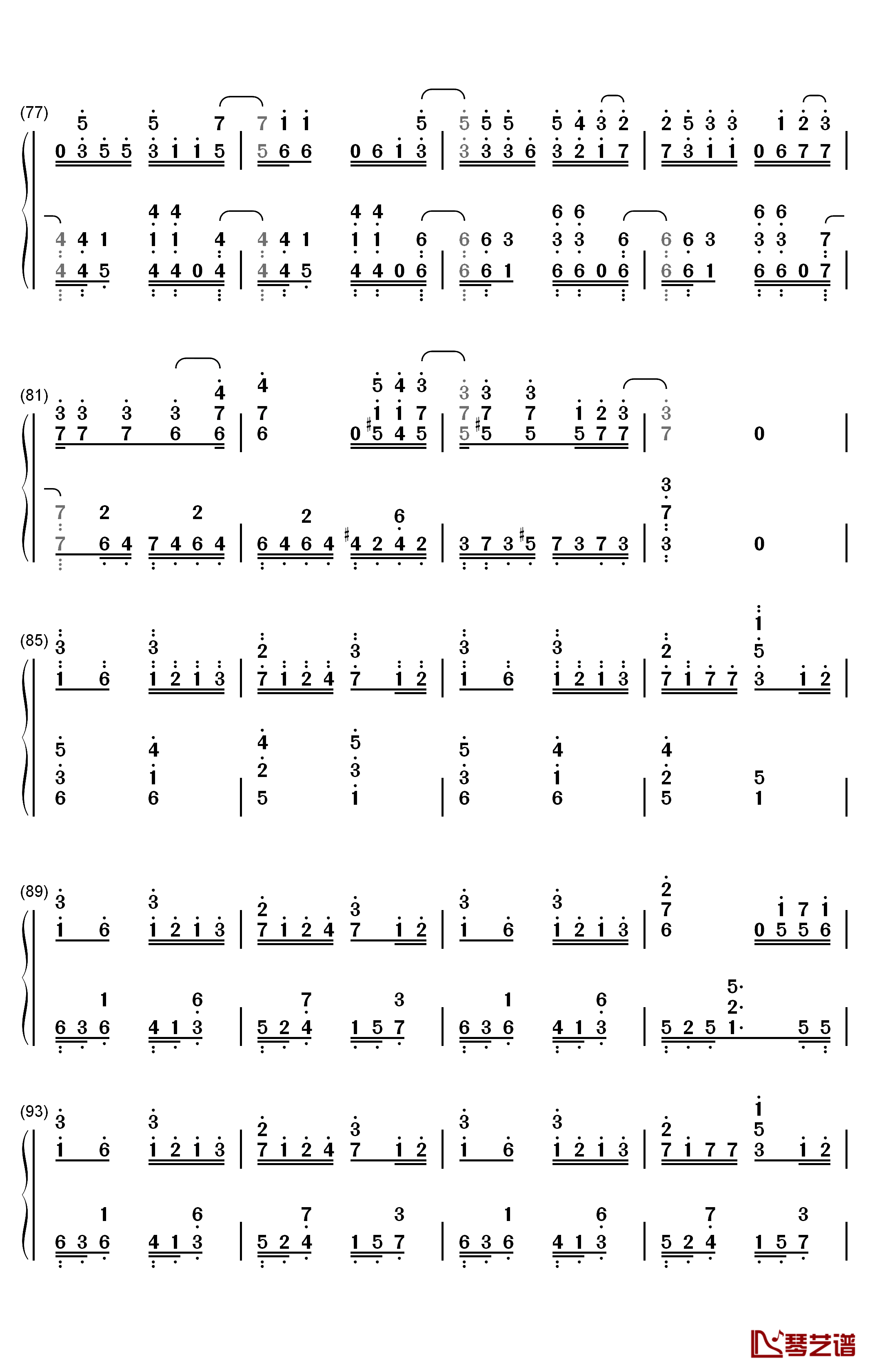 桜色桜风钢琴简谱-数字双手-长野博5