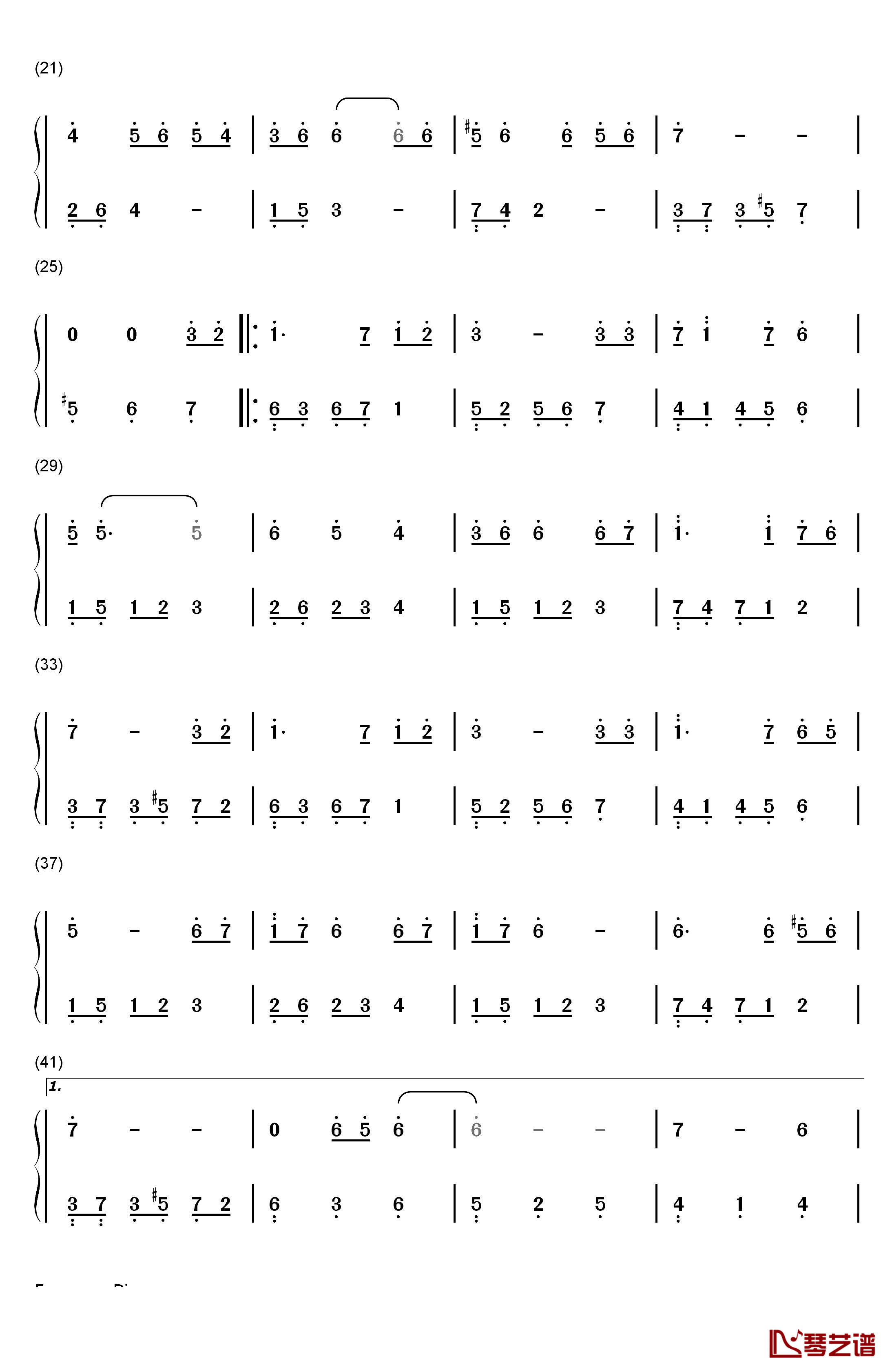 想念 想念你钢琴简谱-数字双手-黄致列2