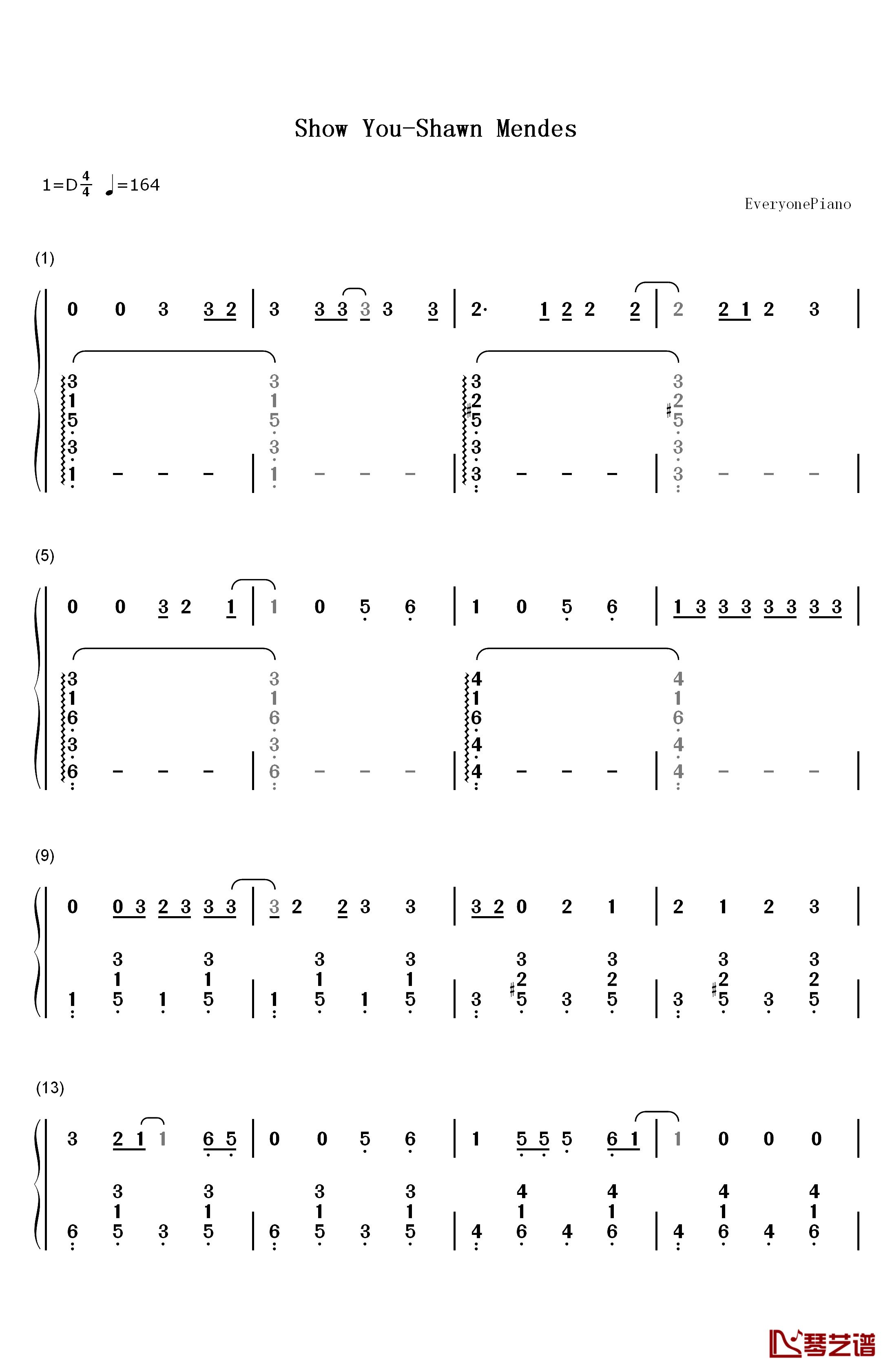 Show You钢琴简谱-数字双手-Shawn Mendes1