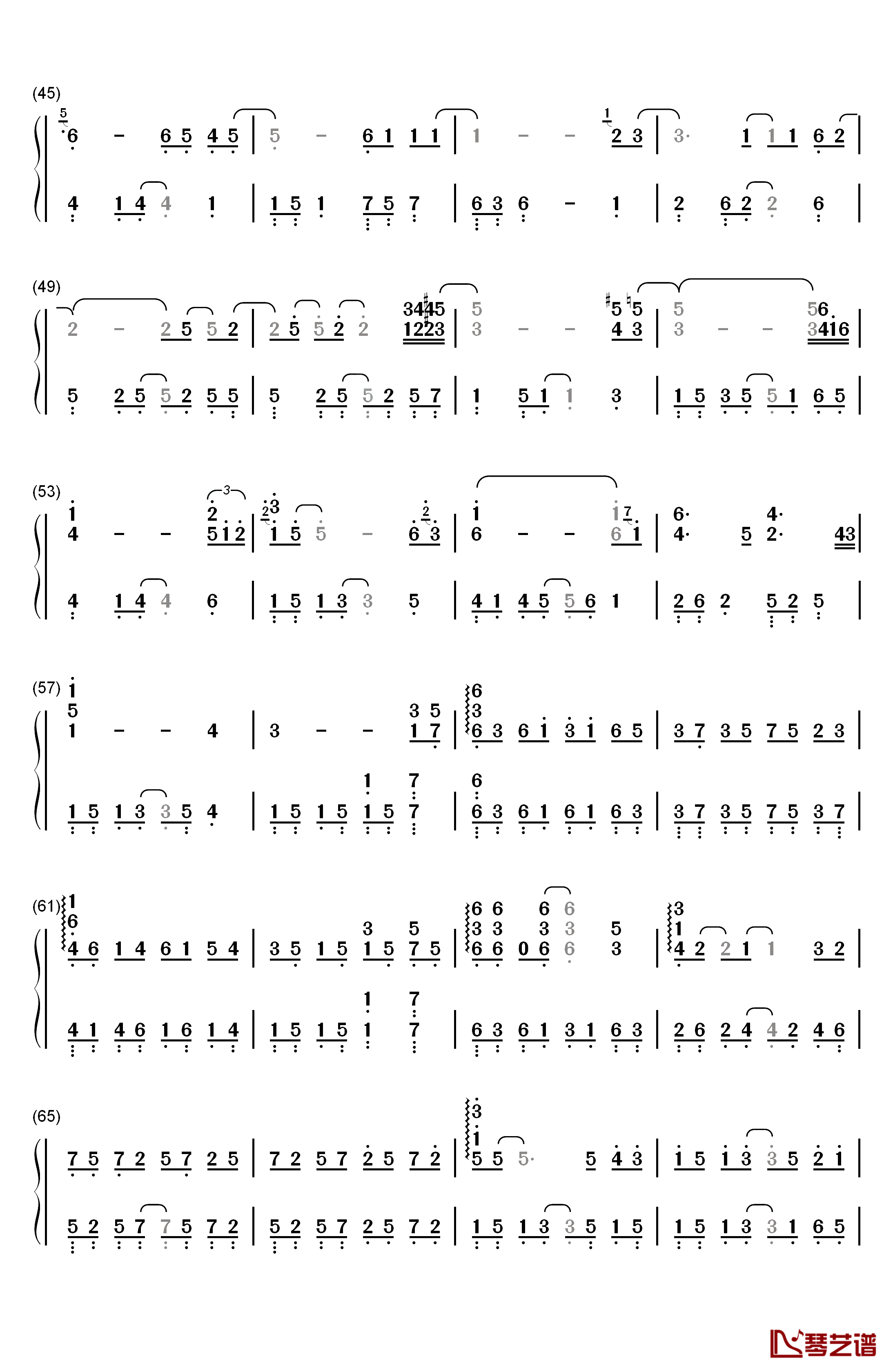 再见钢琴简谱-数字双手-王俊凯3