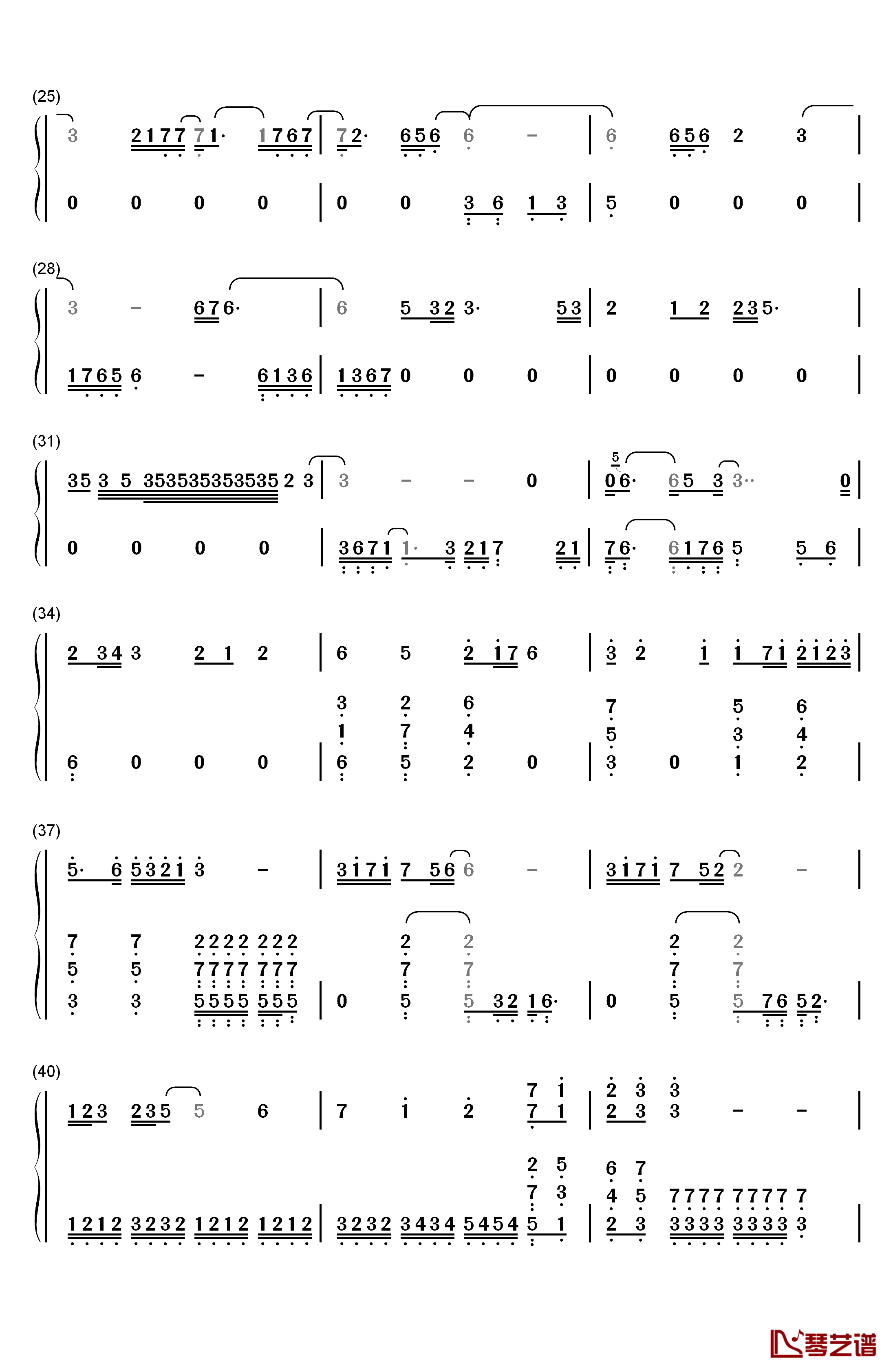 疤痕钢琴简谱-数字双手-麦振鸿2