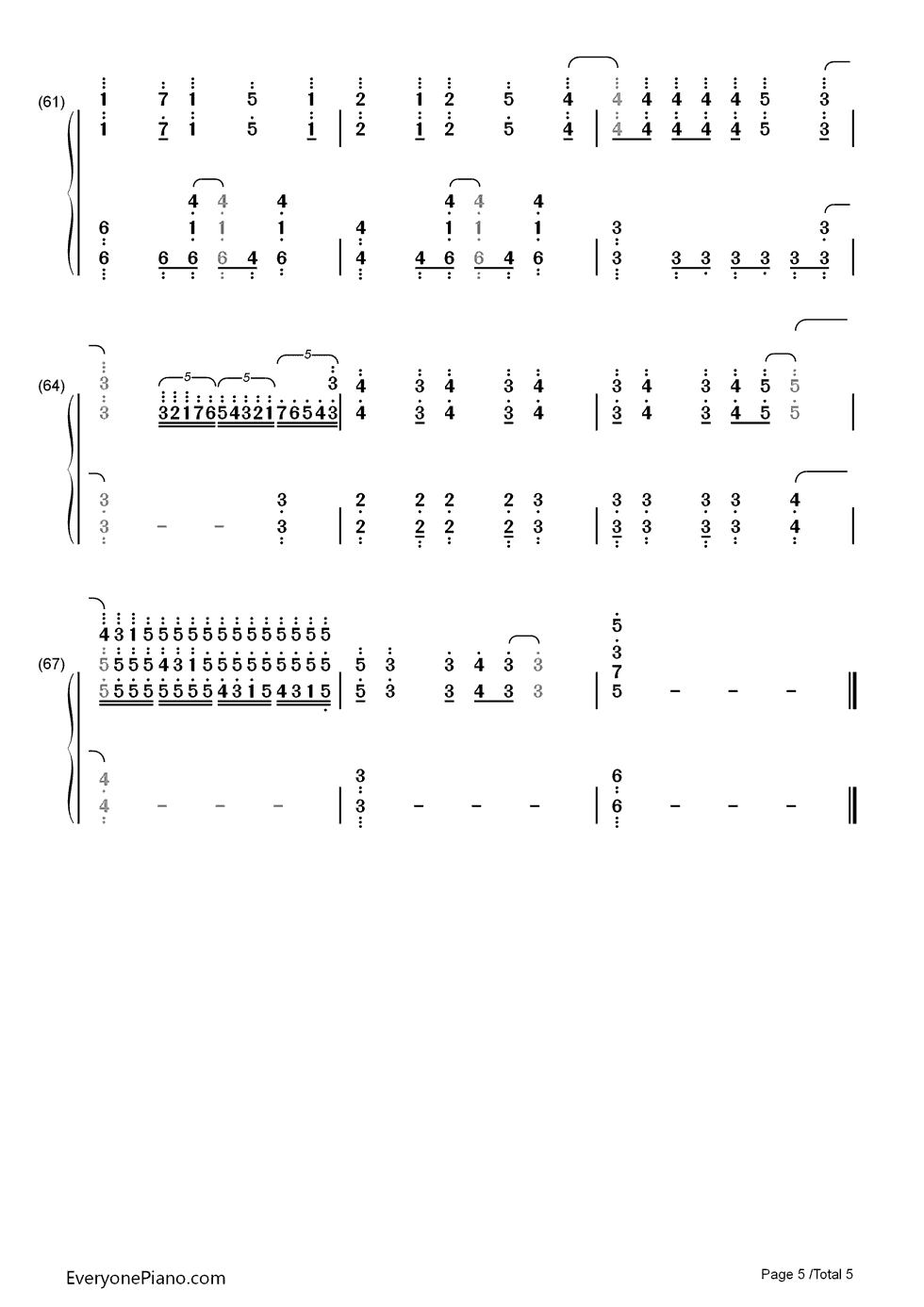 Brand钢琴简谱-数字双手-西泽幸奏5