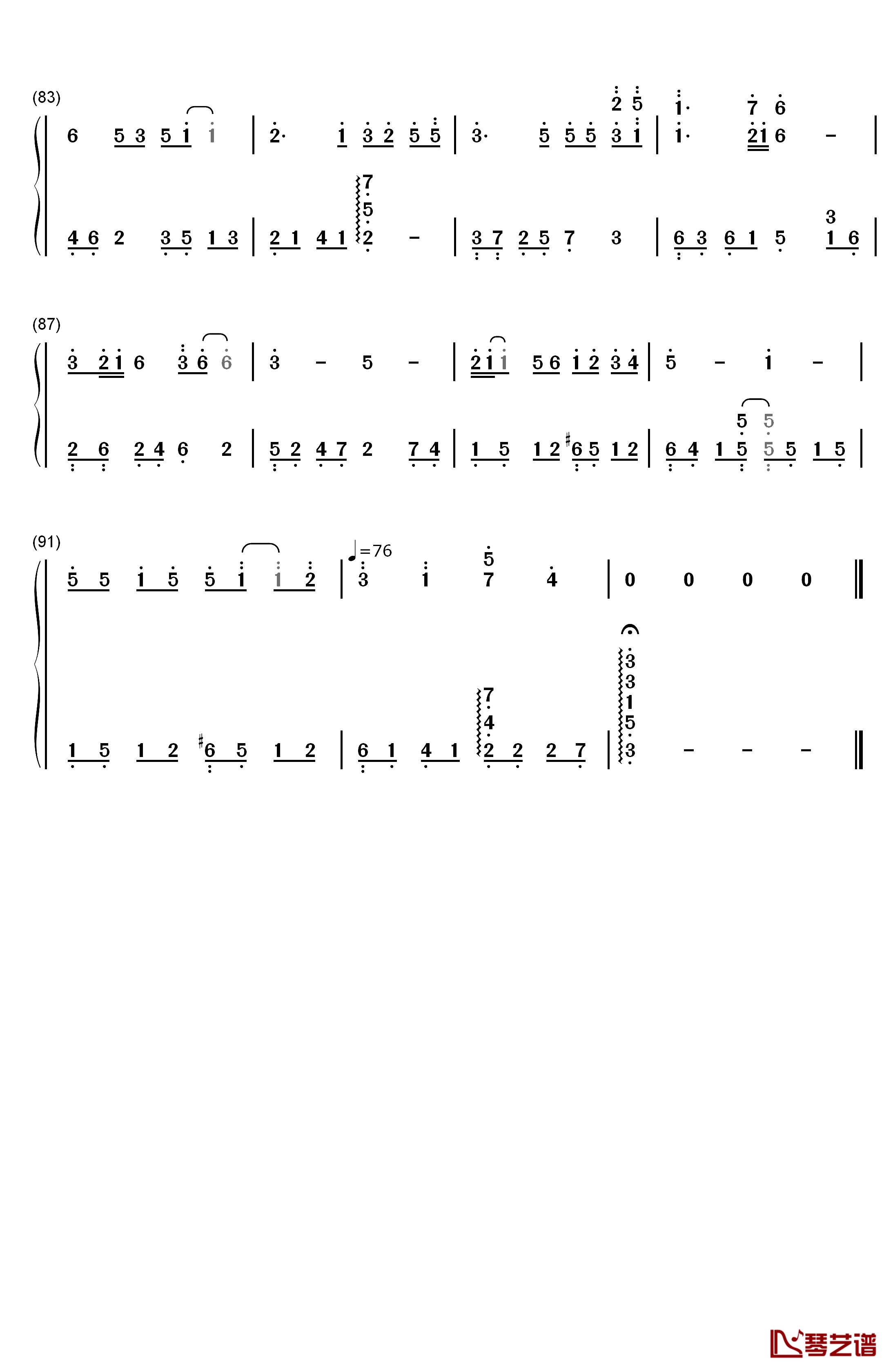 爱情钢琴简谱-数字双手-莫文蔚5