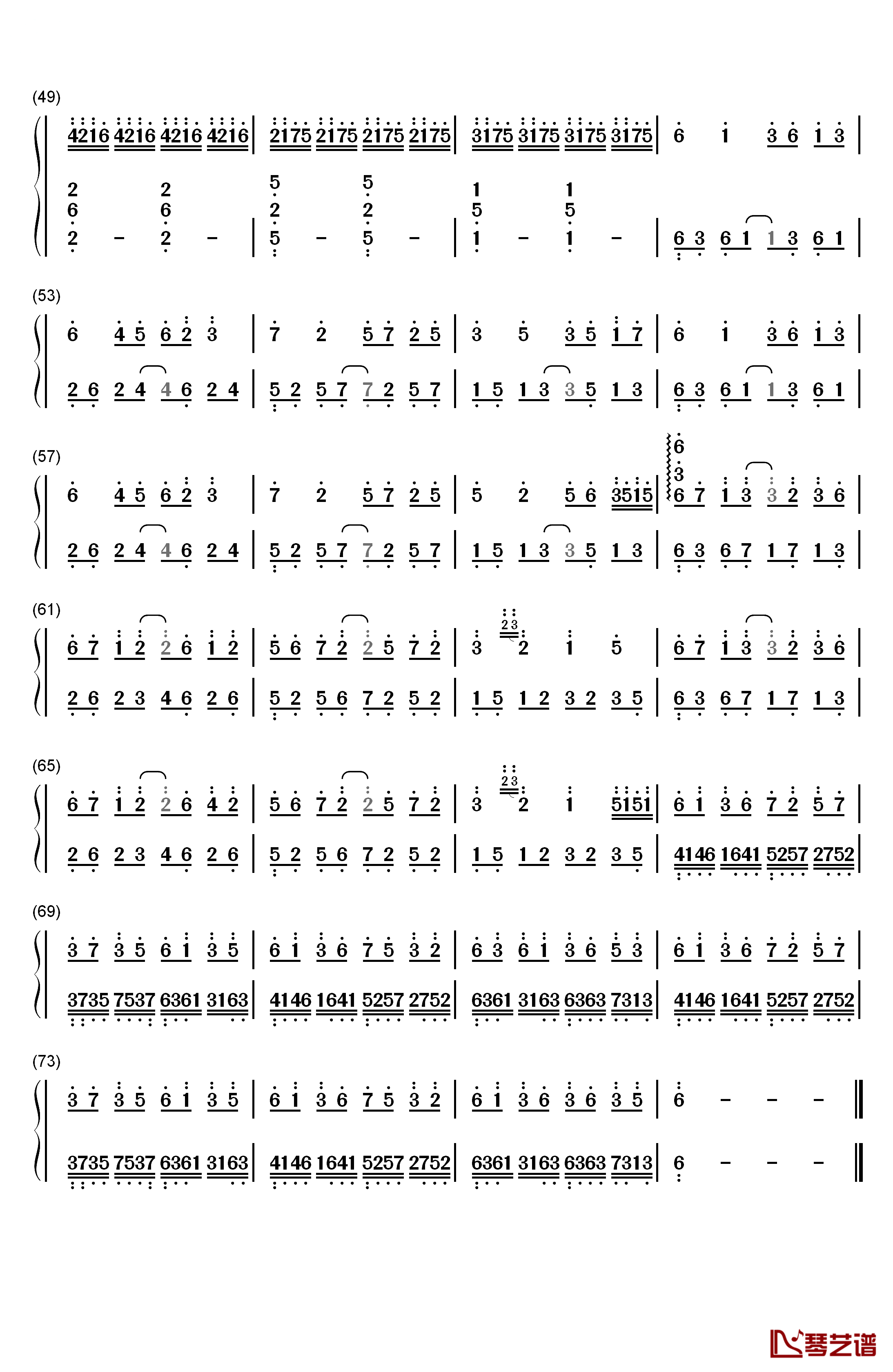 初天雫铃钢琴简谱-数字双手-初学者_3