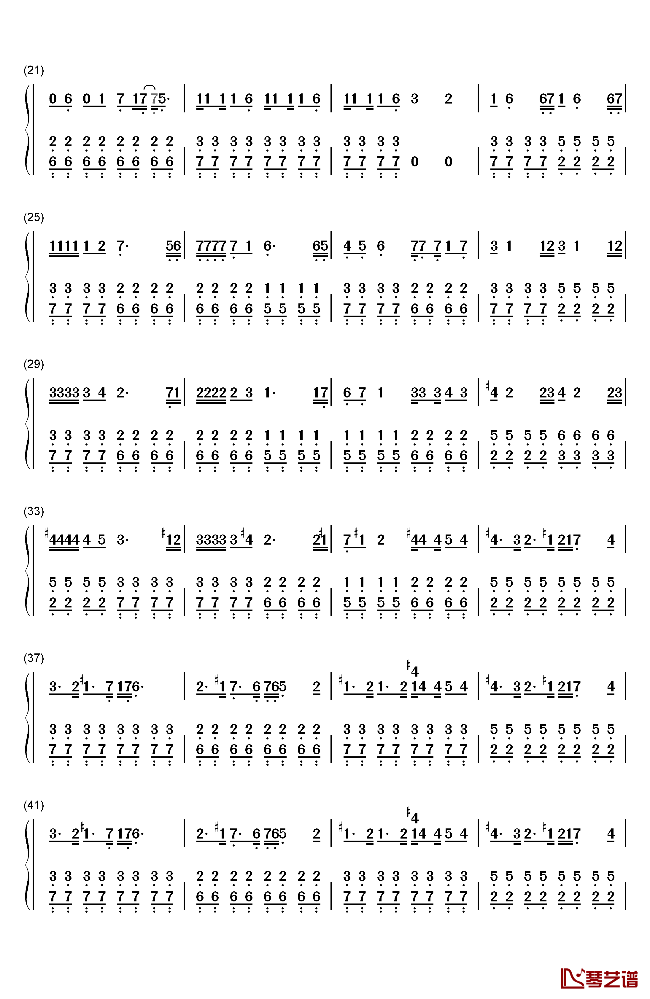 烦恼歌钢琴简谱-数字双手-张学友2