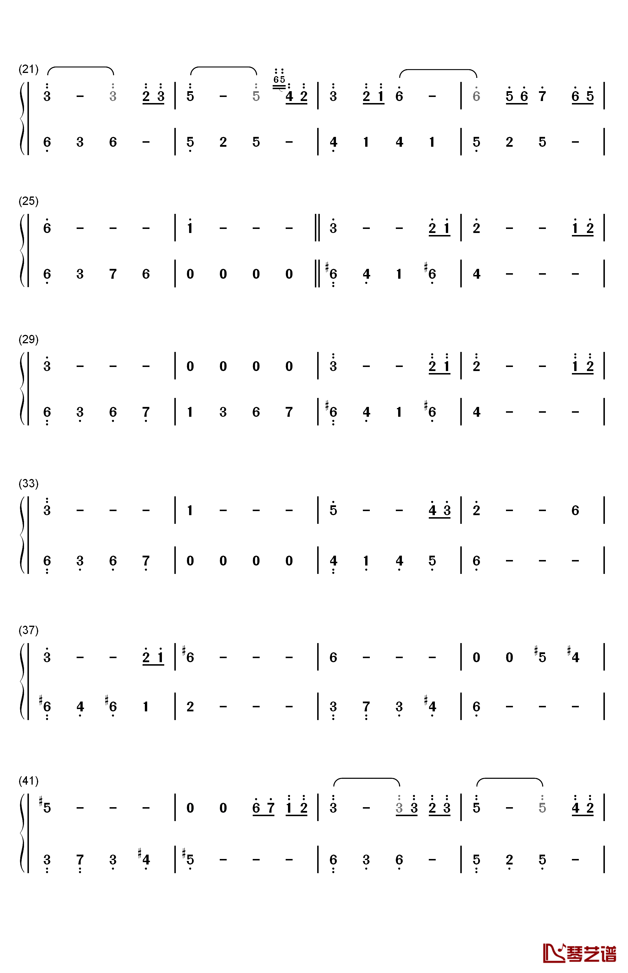 慕情钢琴简谱-数字双手-和田熏2