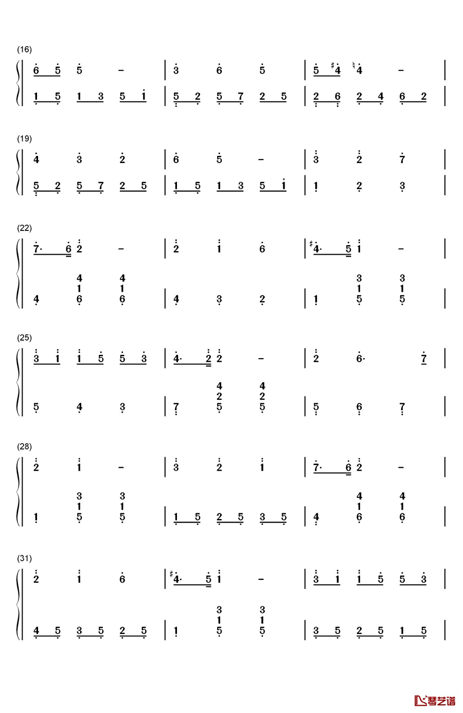 桑塔露琪亚钢琴简谱-数字双手-特奥多罗·科特劳  Teodoro Cottrau2