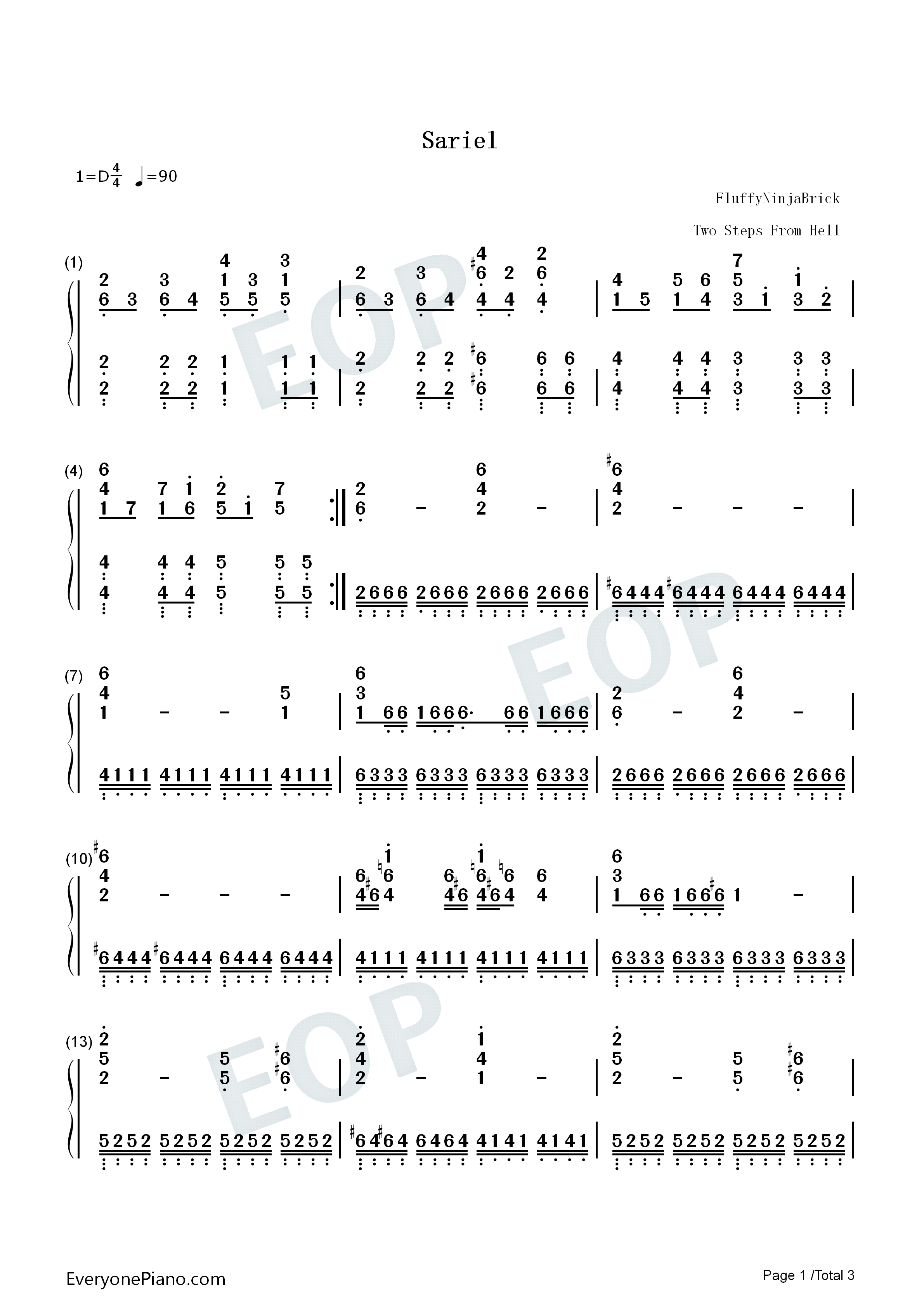 Sariel钢琴简谱-Two Steps from Hell演唱1