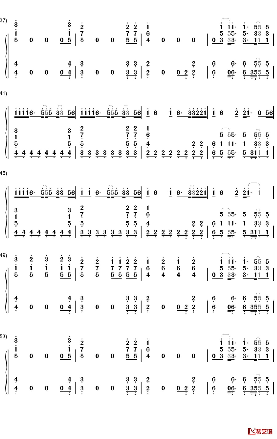 XOXO钢琴简谱-数字双手-EXO3