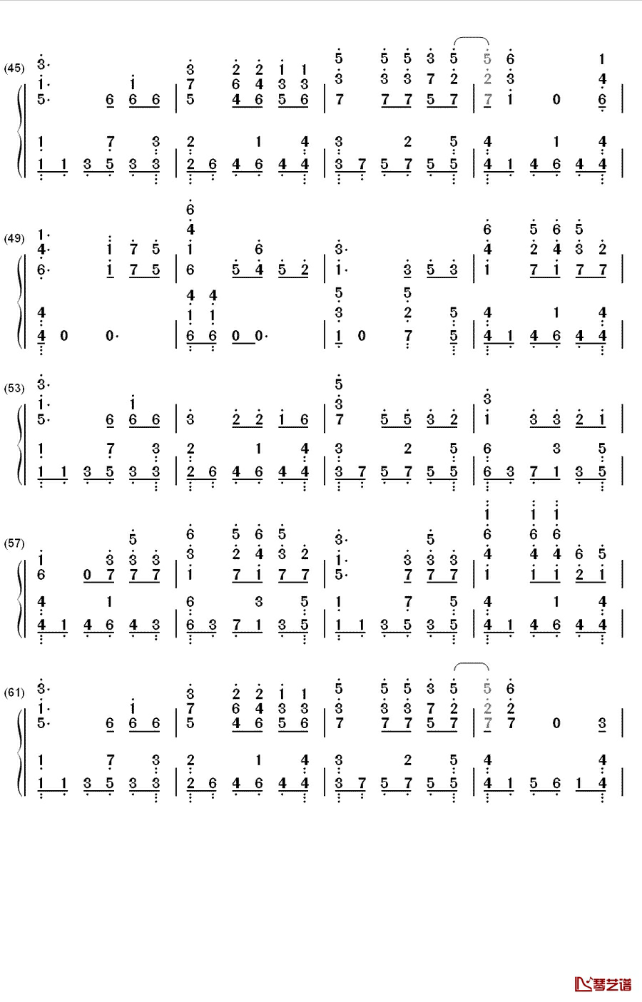 雨蝶钢琴简谱-数字双手-李翊君3