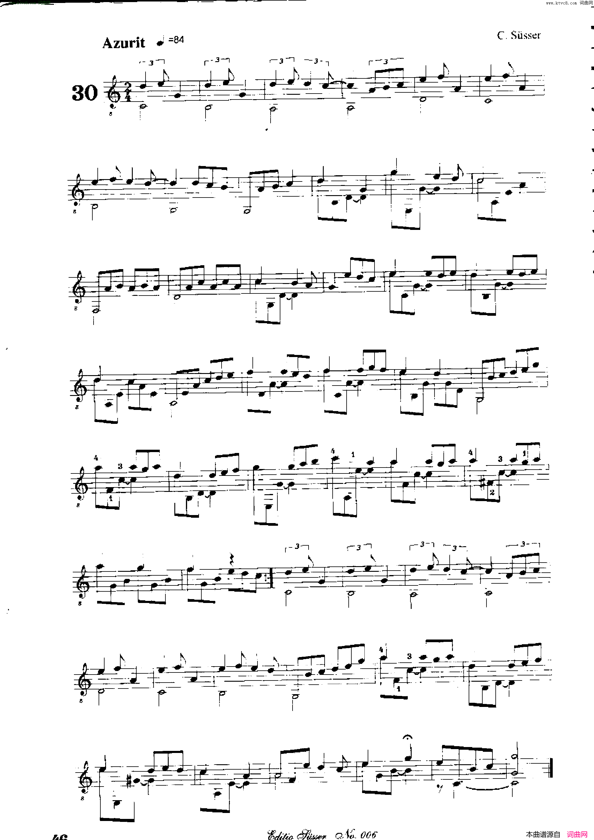 Classical guitar－Susser Ctibor_No 6, Fantazie ze sveta mineralu简谱1