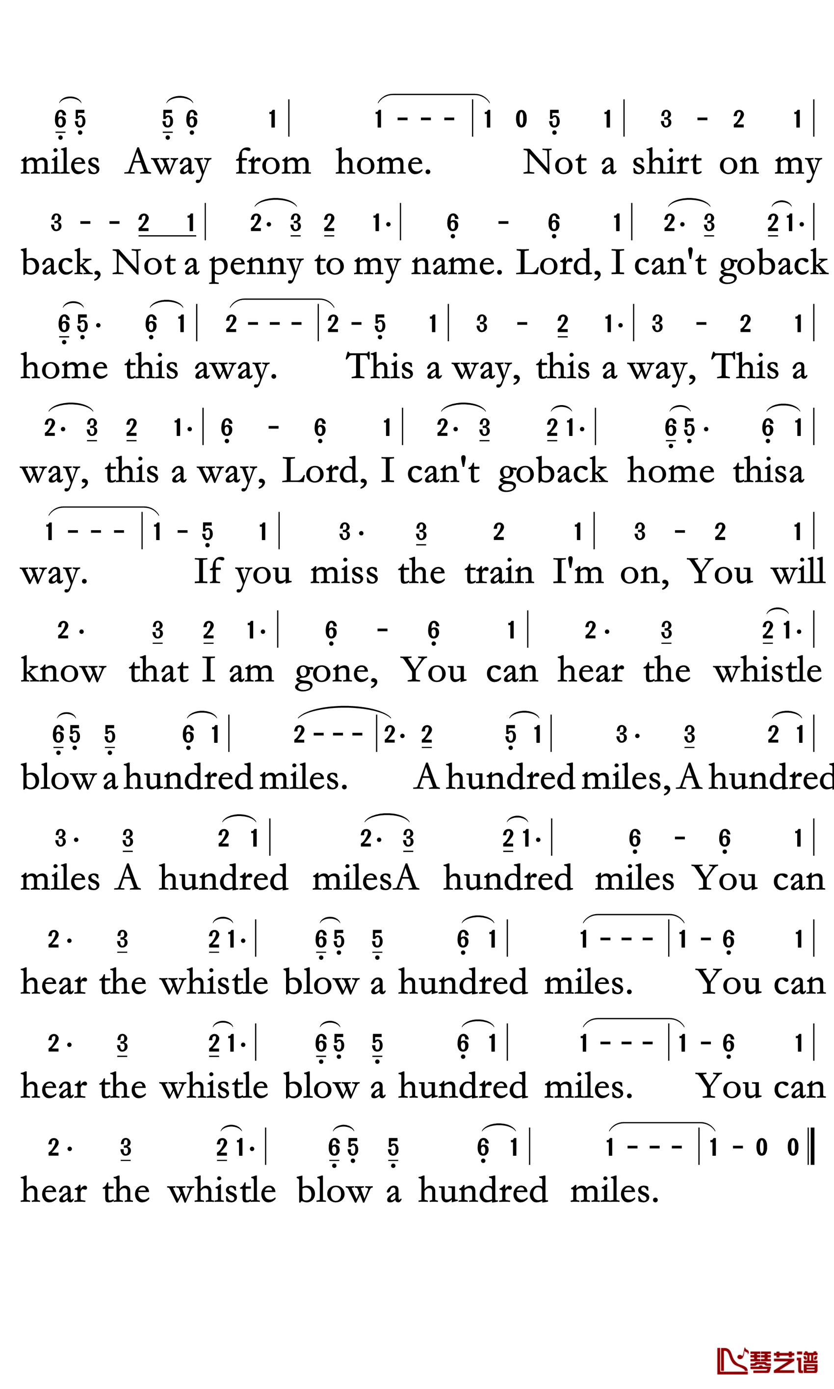 five hundred miles简谱-The Journeyme演唱-孙世彦曲谱2