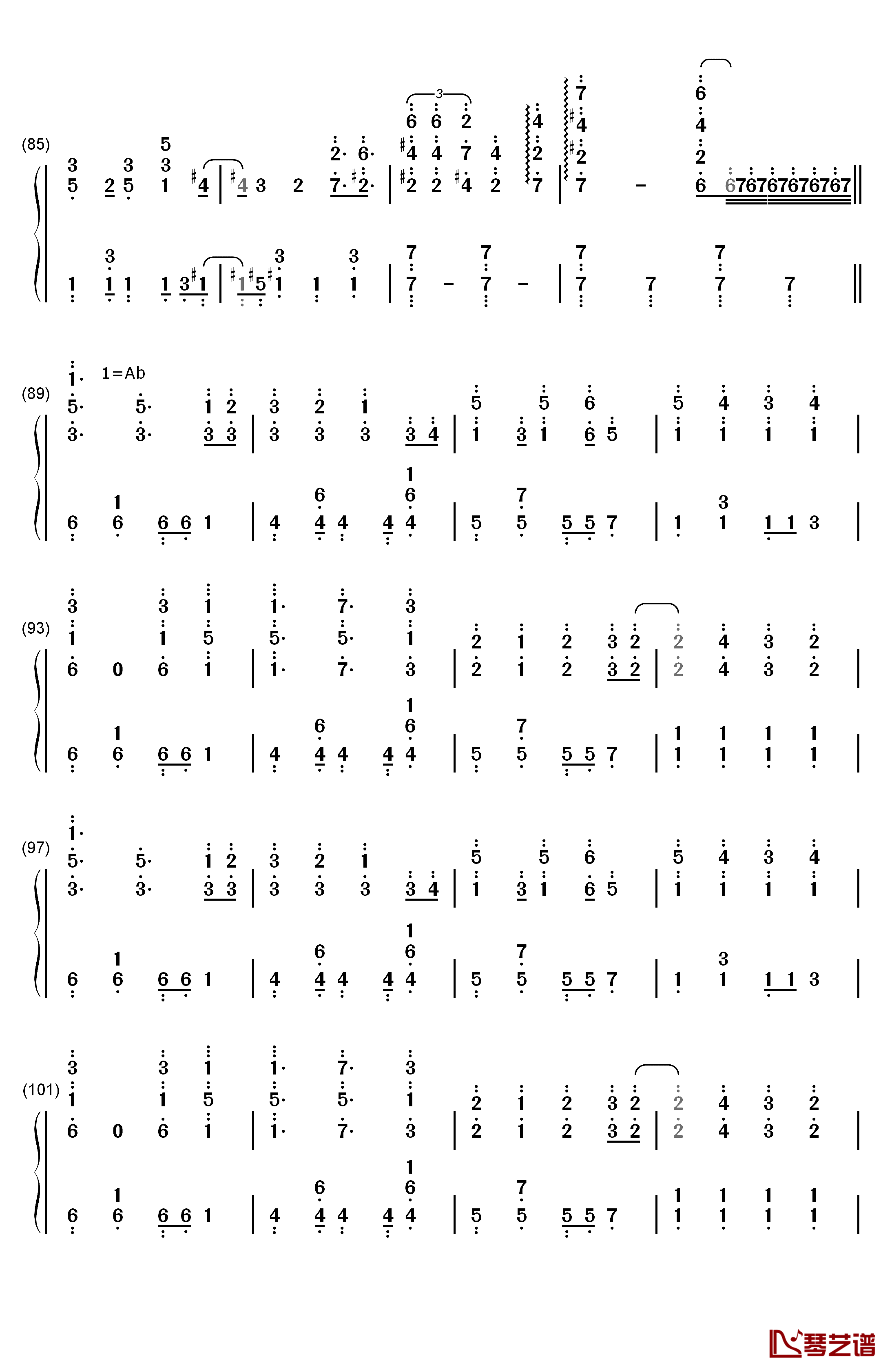 初音未来的消失钢琴简谱-数字双手5