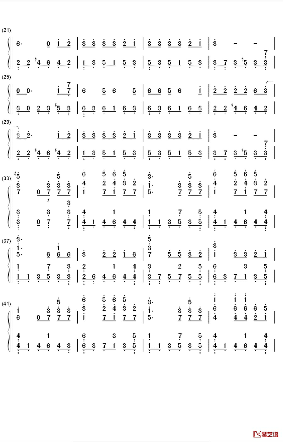 雨蝶钢琴简谱-数字双手-李翊君2