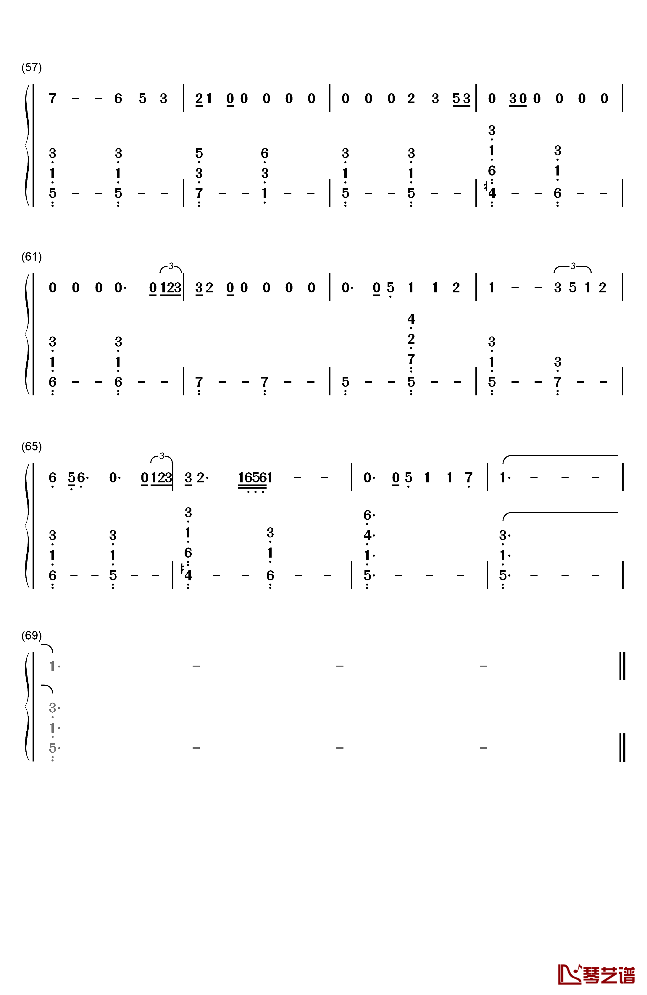 Sandcastles钢琴简谱-数字双手-Beyoncé4